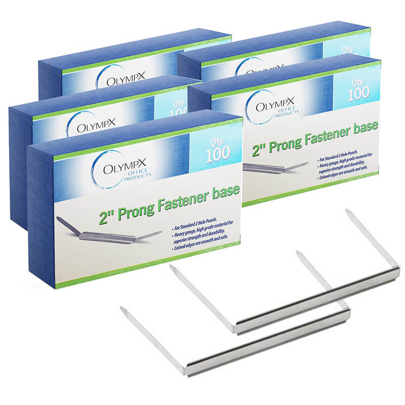 2 inch Capacity Prong Paper Fastener Set, 2.75 inch Base, Box of 50