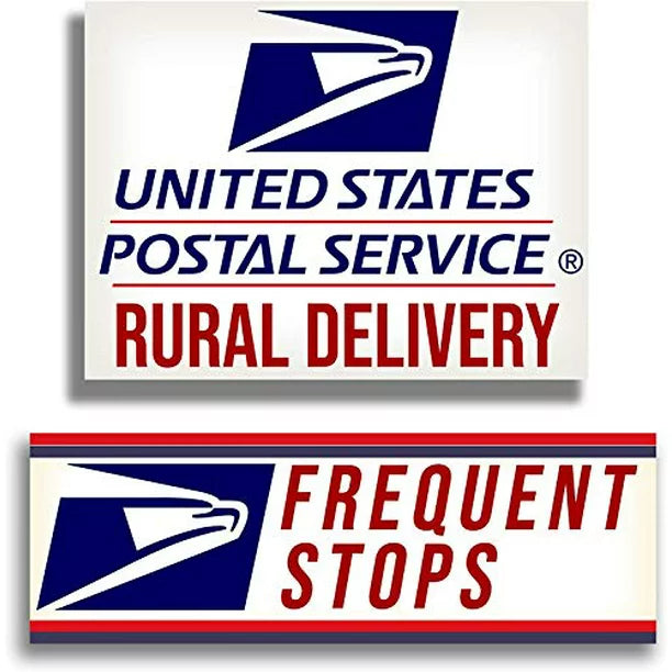 9in x 12in Rural Delivery Magnetic Car Sign for U.S. Mail with 3in x 12in Frequent Stops Magnet,  2 in 1 Pack