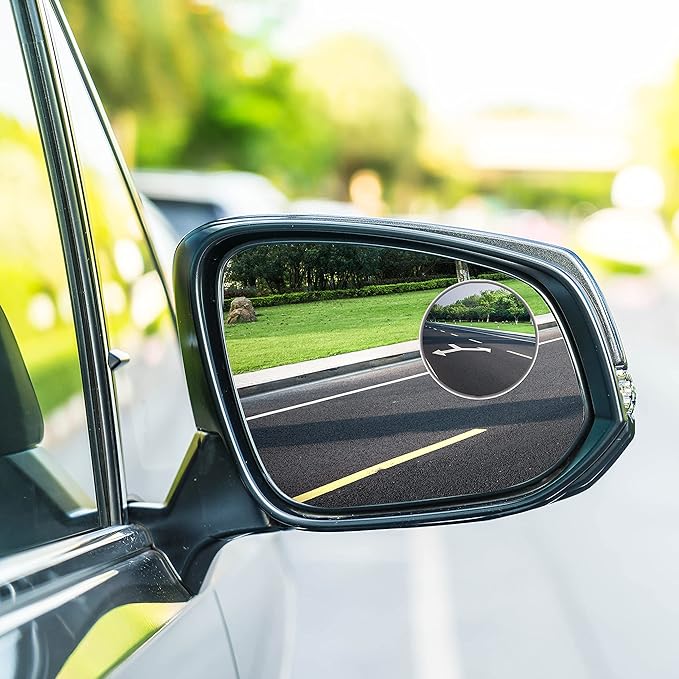 Performore 2 Pack of Blind Spot Car Mirrors, 2 Inch Round HD Glass Convex Rear View Wide Angle Side Mirror Blindspot with Self Adhesive Back for Universal Vehicles