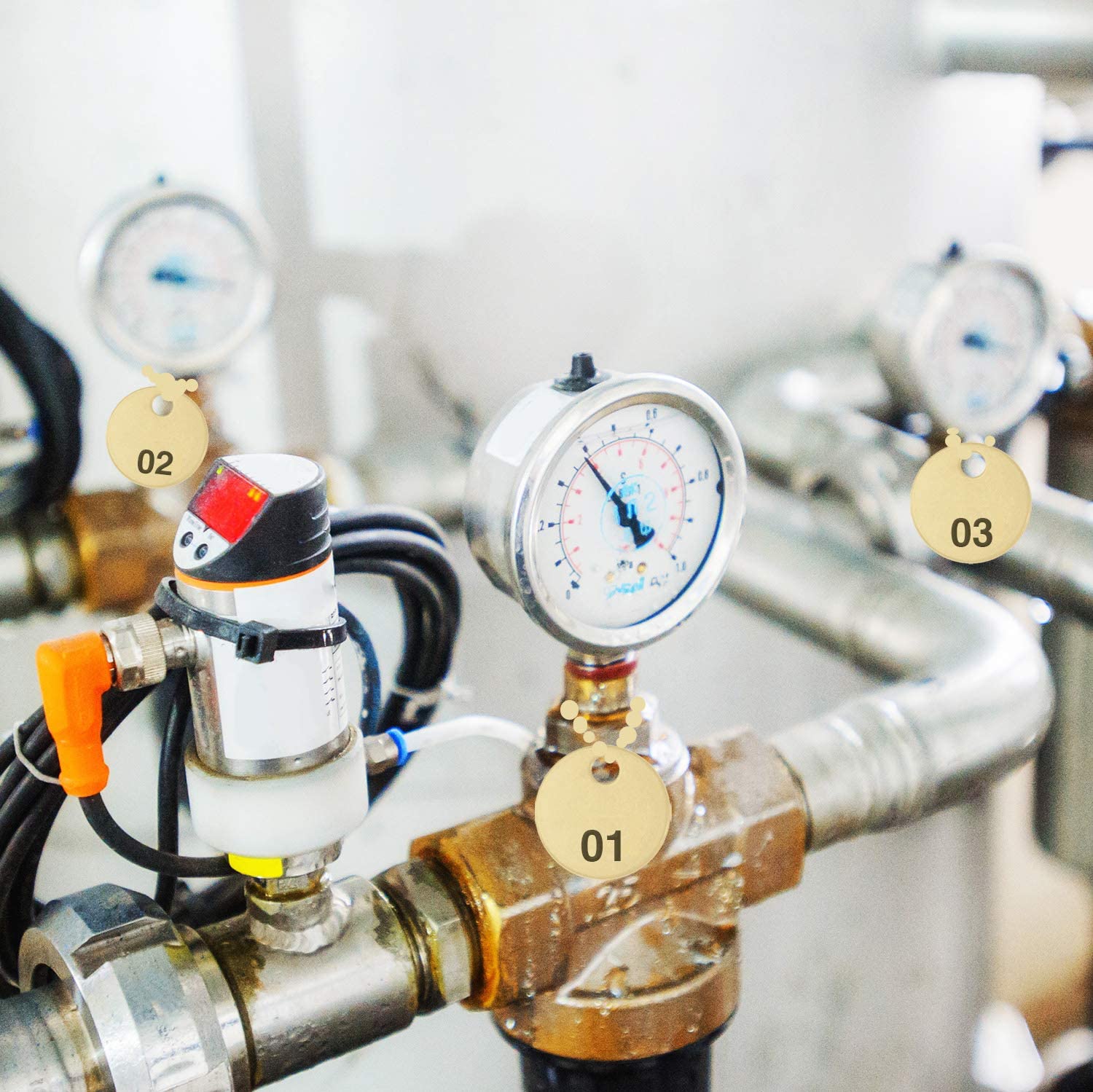 1.5" Solid Brass Numbered Valve Tags (1-25) Round Disc (Pack of 25)