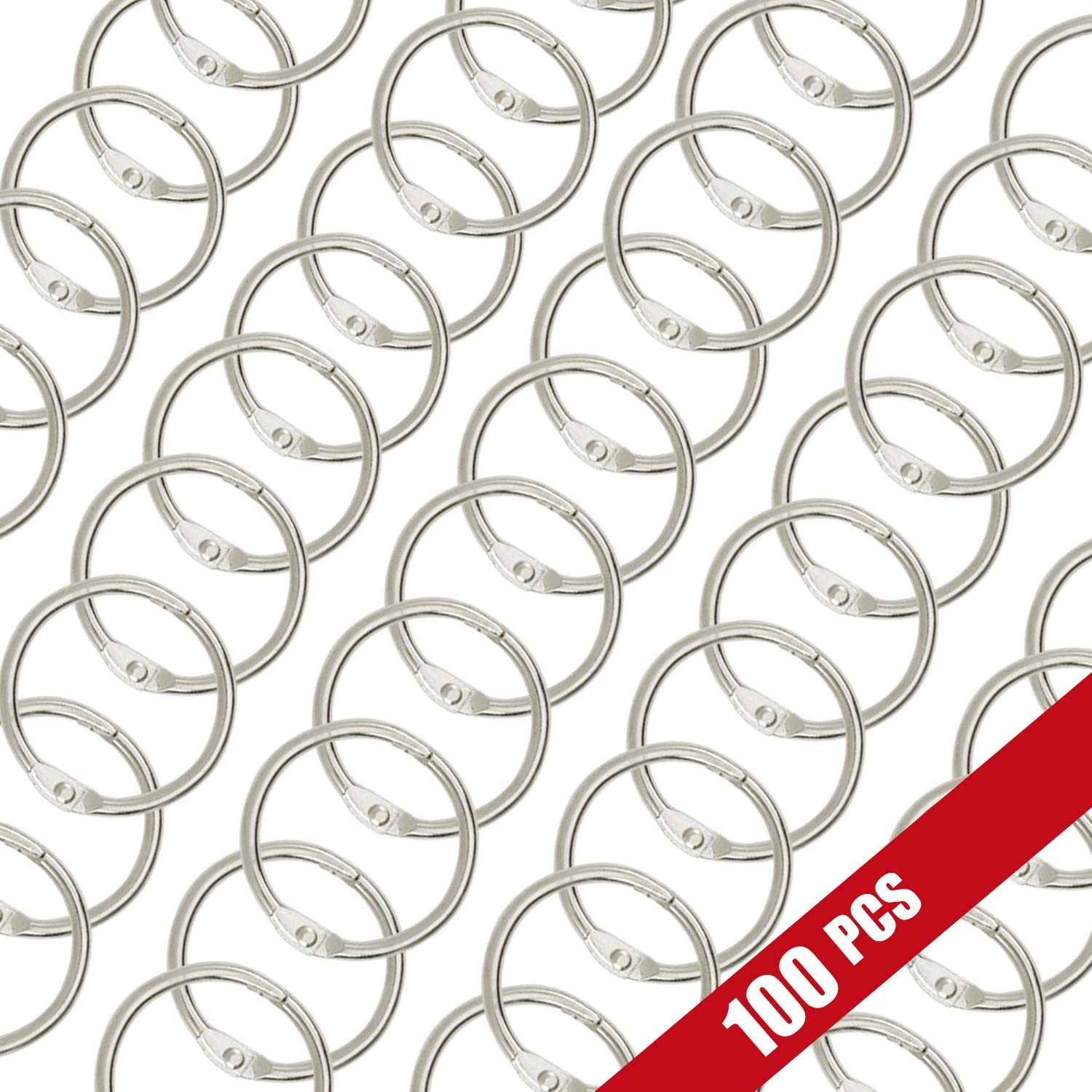 Loose-Leaf Binder Rings, 1.5 Inch Size, Silver, 100 pack