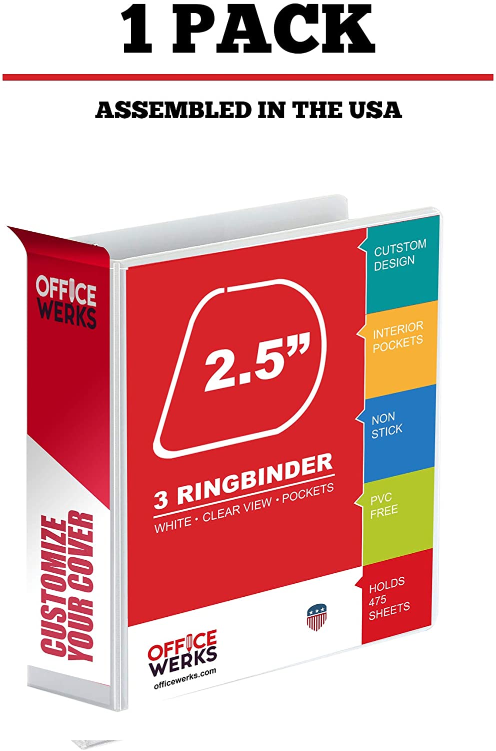 2.5 Inch 3 Angle D Ring Binder #Color_White