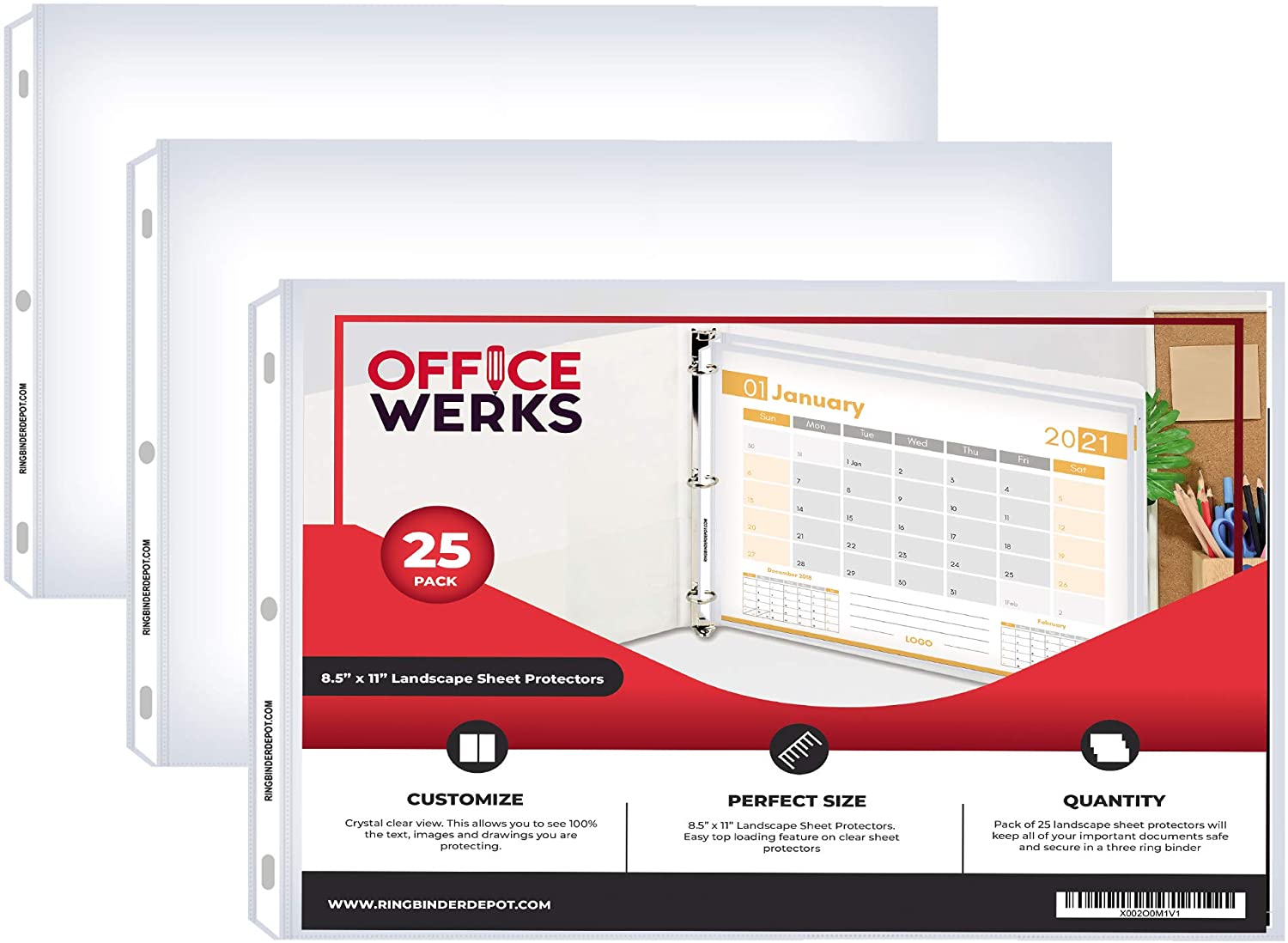 Landscape Sheet Protectors – Protect, Store and Display 8.5x11 Paper (Pack of 25)