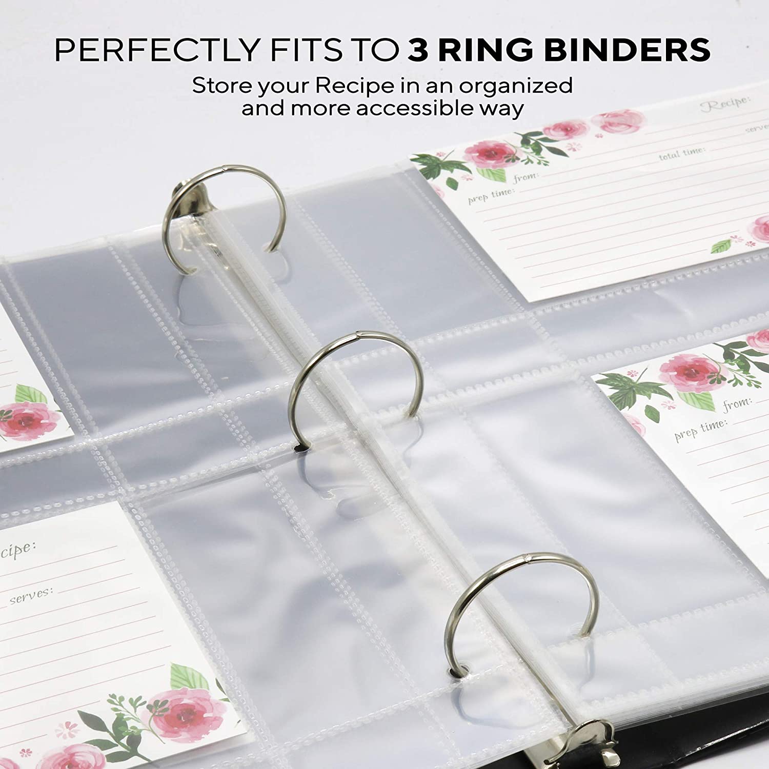 Products Recipe Card Protectors, For 3 Ring Binders, Page Sheet Protectors, Holds 4 x 6-inch pockets, 4 Cards Per Sheet, Clear - 20 Pack