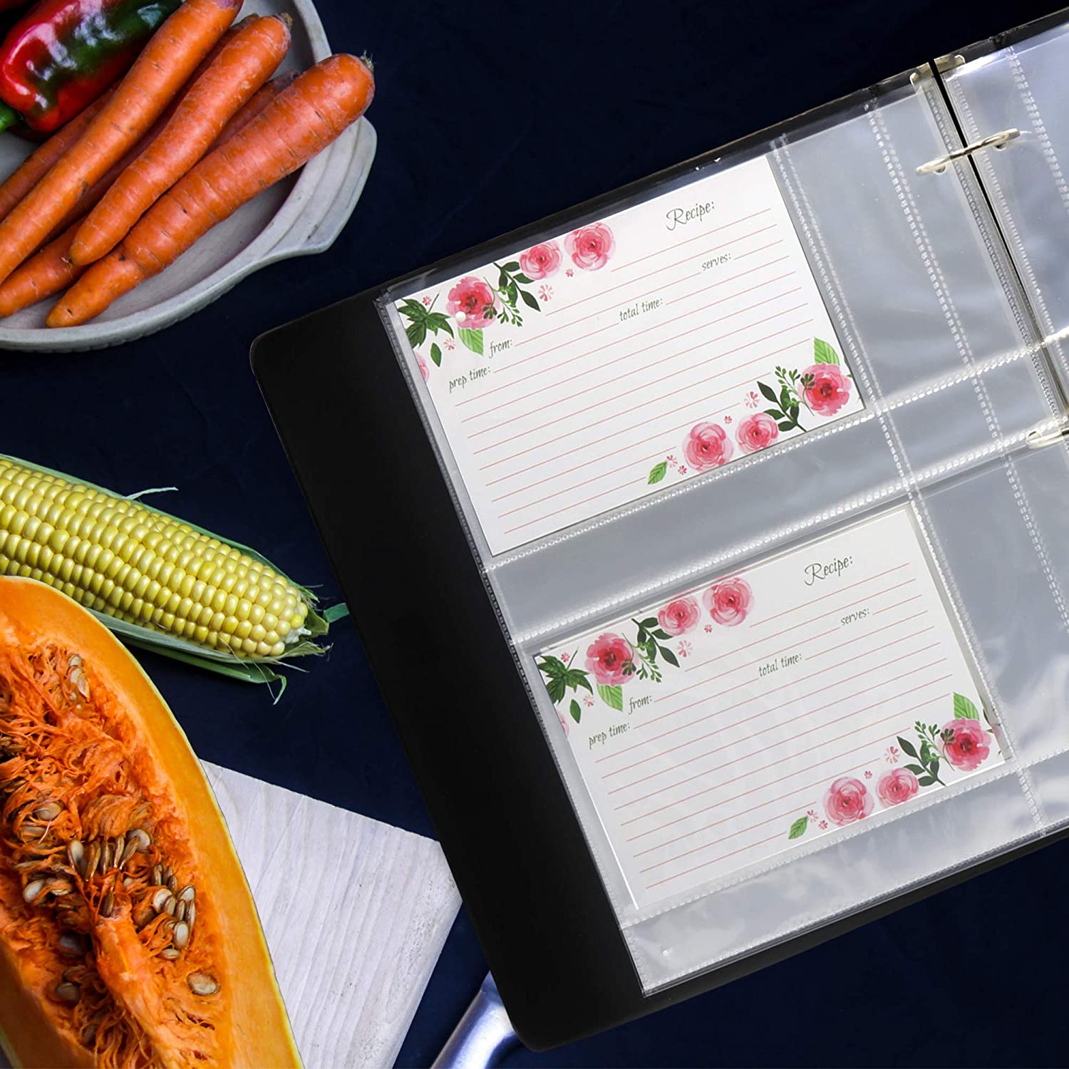 Products Recipe Card Protectors, For 3 Ring Binders, Page Sheet Protectors, Holds 4 x 6-inch pockets, 4 Cards Per Sheet, Clear - 20 Pack