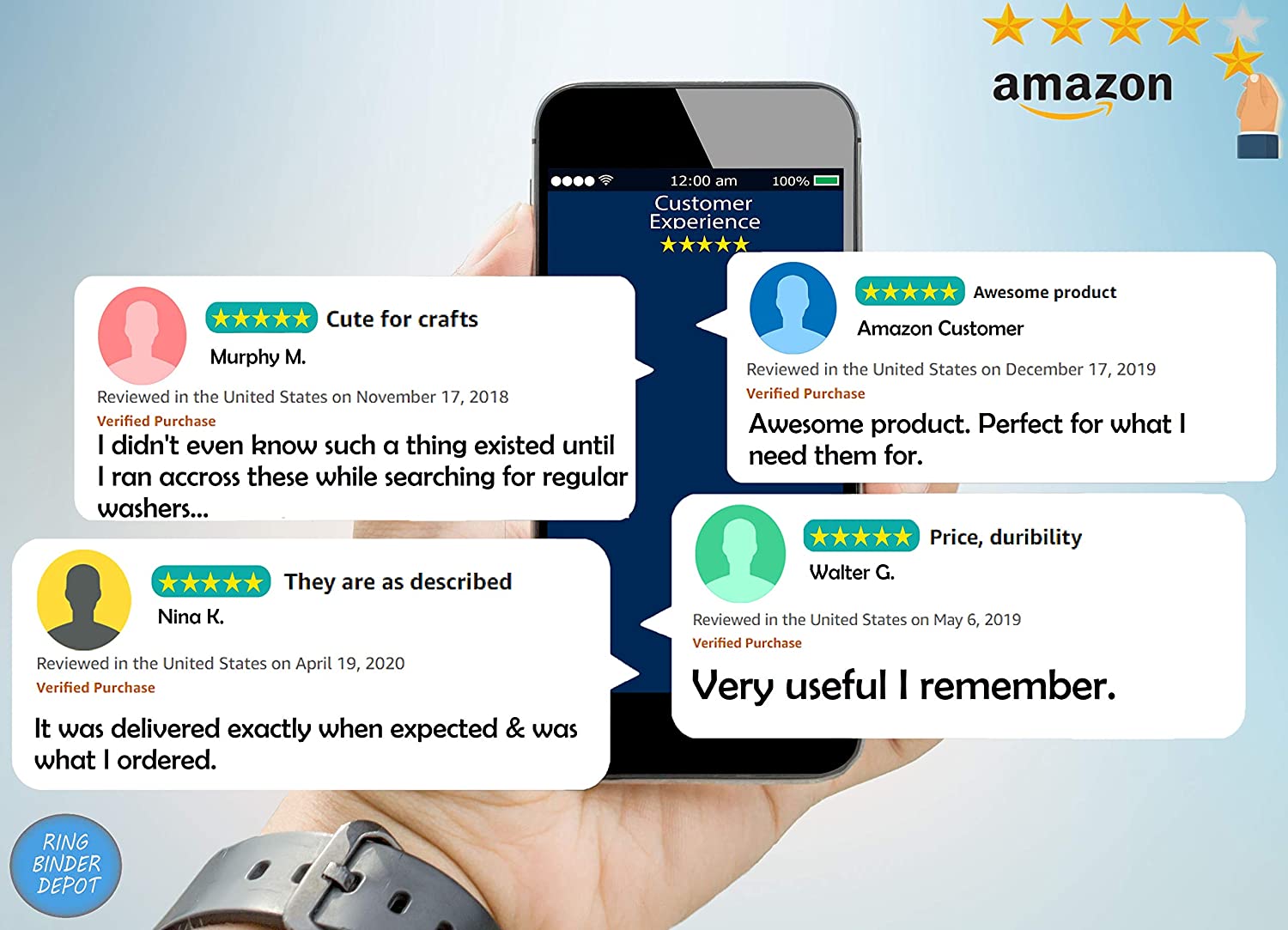 Brass Washers for Paper Fasteners/Brads, 1/2 Inch Slotted - 100 Pack