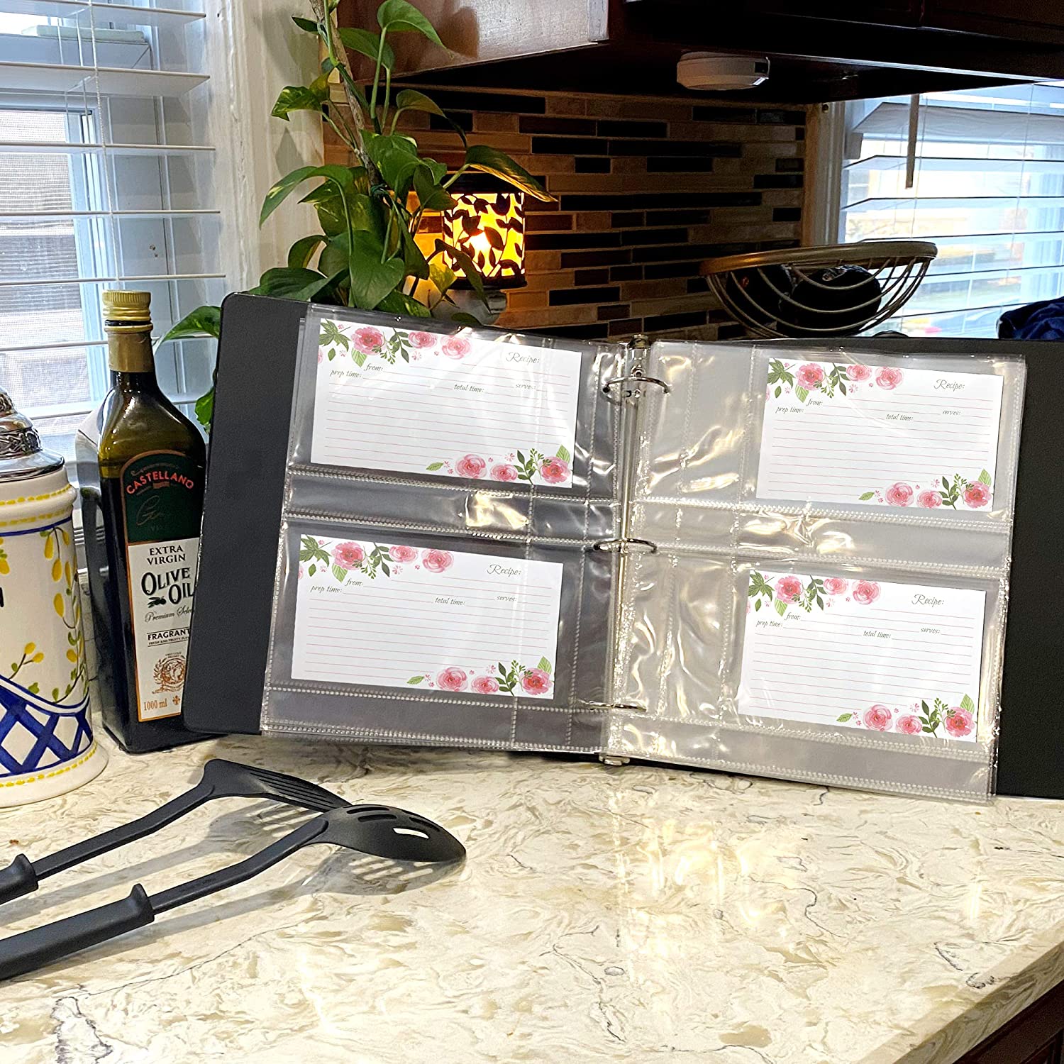 Products Recipe Card Protectors, For 3 Ring Binders, Page Sheet Protectors, Holds 4 x 6-inch pockets, 4 Cards Per Sheet, Clear - 20 Pack