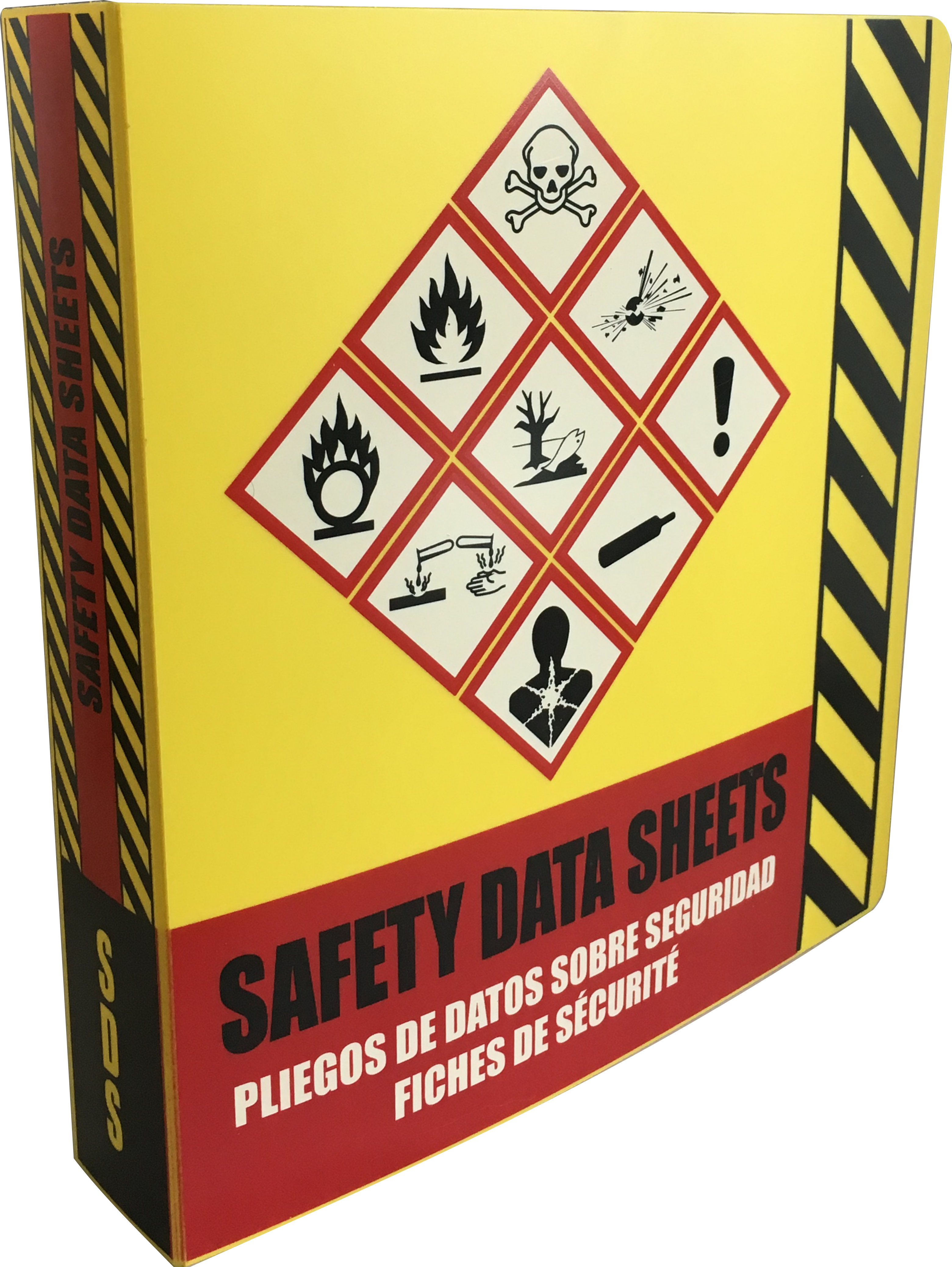SDS Ring Binder, Trilingual with English/Spanish/French, Heavy Duty with 1.5 Inch Capacity - RingBinderDepot.com