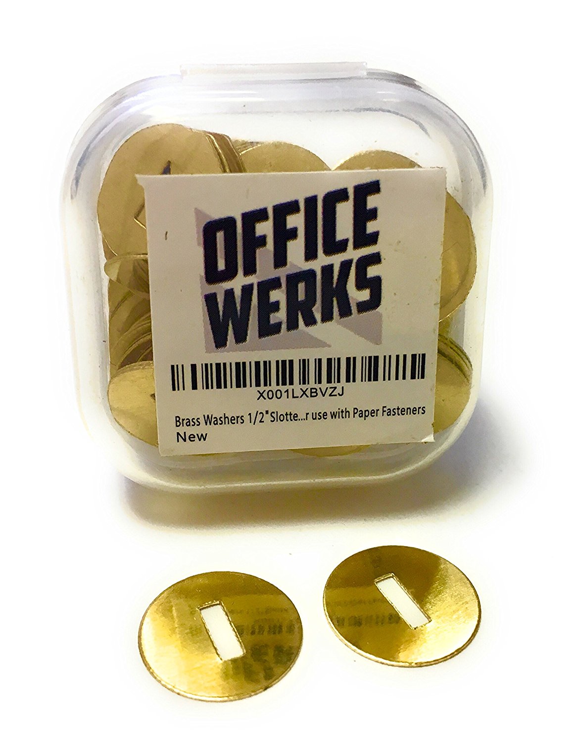 Brass Washers for Paper Fasteners/Brads, 1/2 Inch Slotted, 100 Pack - RingBinderDepot.com
