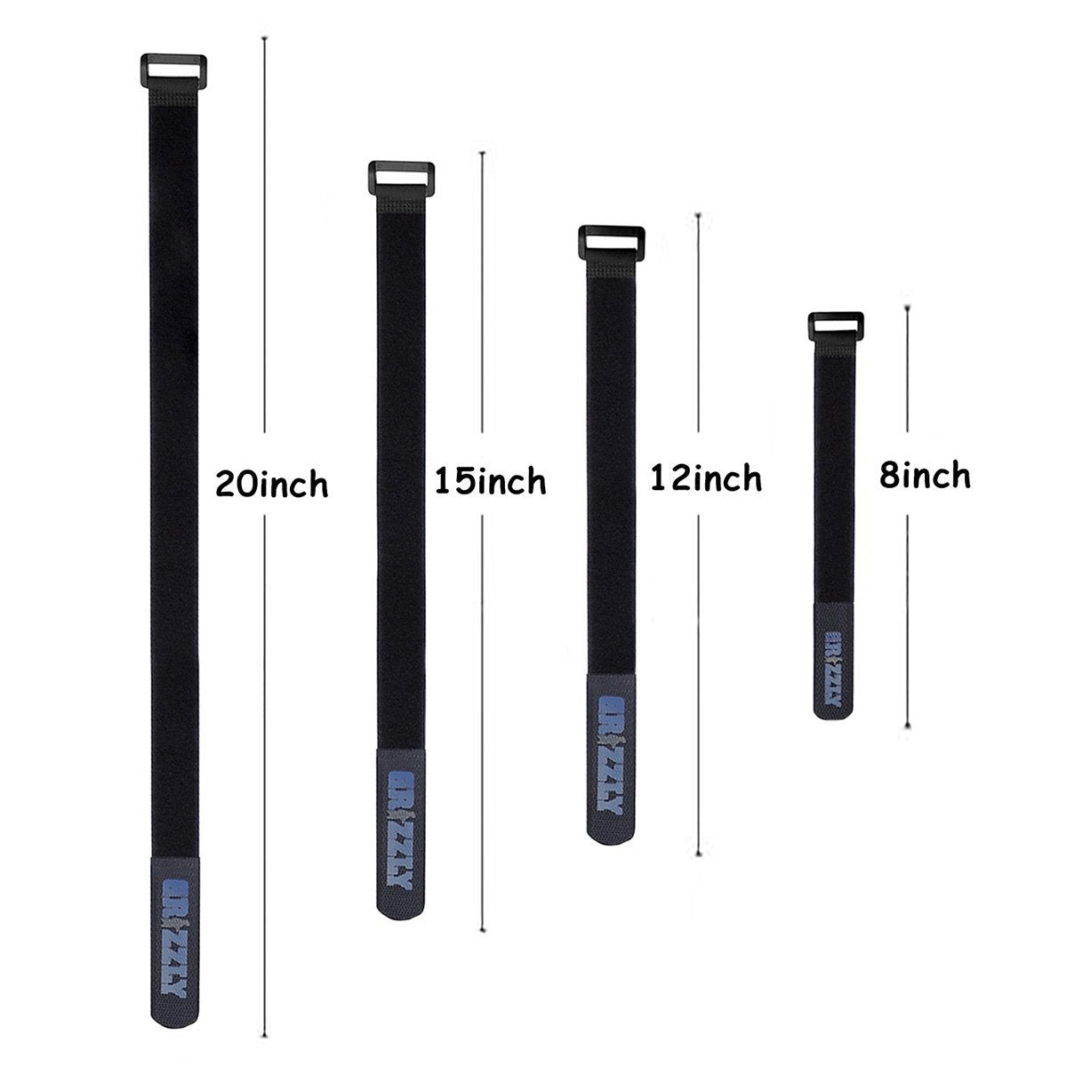 Cinch Straps, Reusable Black Nylon Cable/Securing Straps, 1 inch Wide, 12 Various Lengths, 2 Free Cable Straps - RingBinderDepot.com