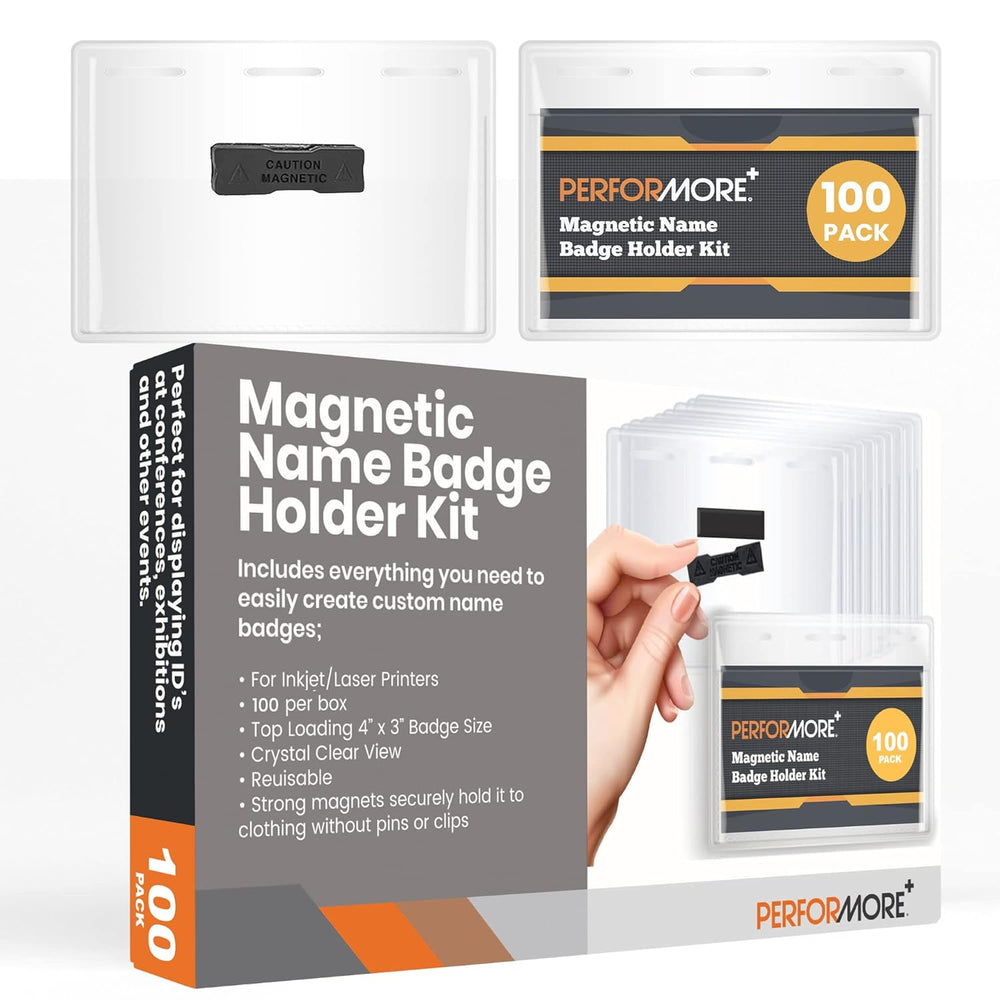 Magnetic Name Badge Holder Kit – 100 Holders with paper Inserts ...