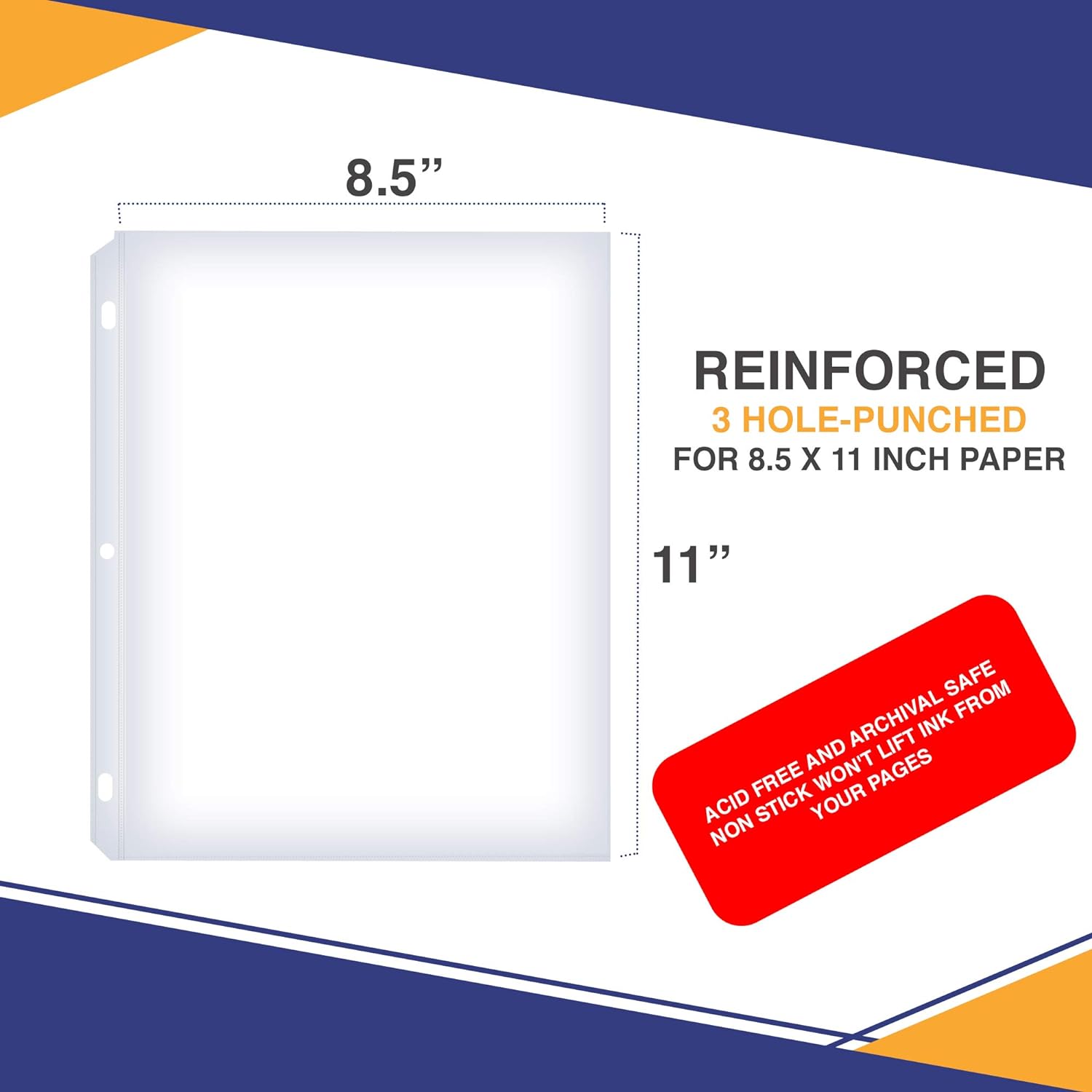 Performore 50 Sheet Protectors, Heavy Duty 8.5 X 11 Inch Clear Page for 3 Ring Binder, Plastic Sheet Sleeves, Durable Top Loading Paper Protector with Reinforced Holes, Archival Safe