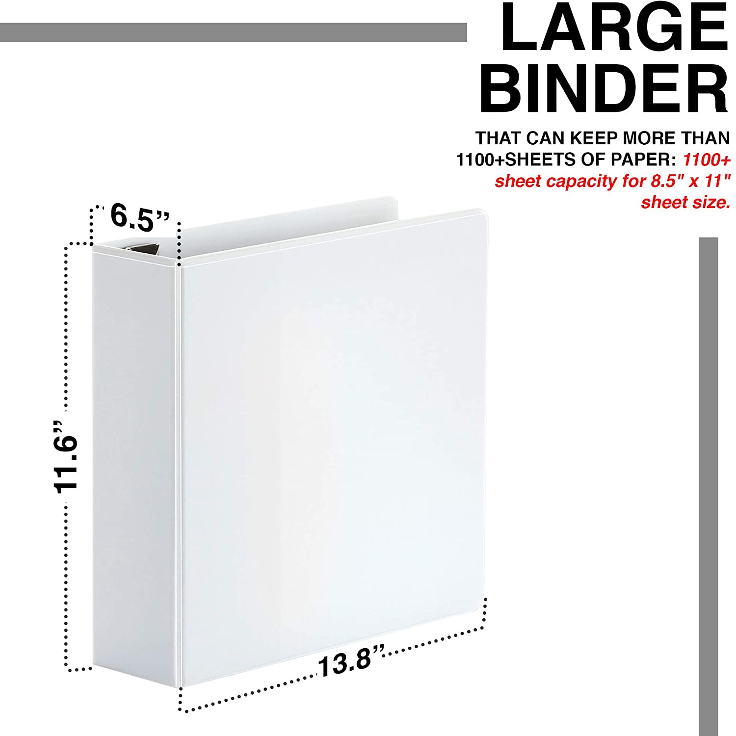 3 Ring Binder, Slant D-Rings, Clear View, Pockets (6 inch, White)