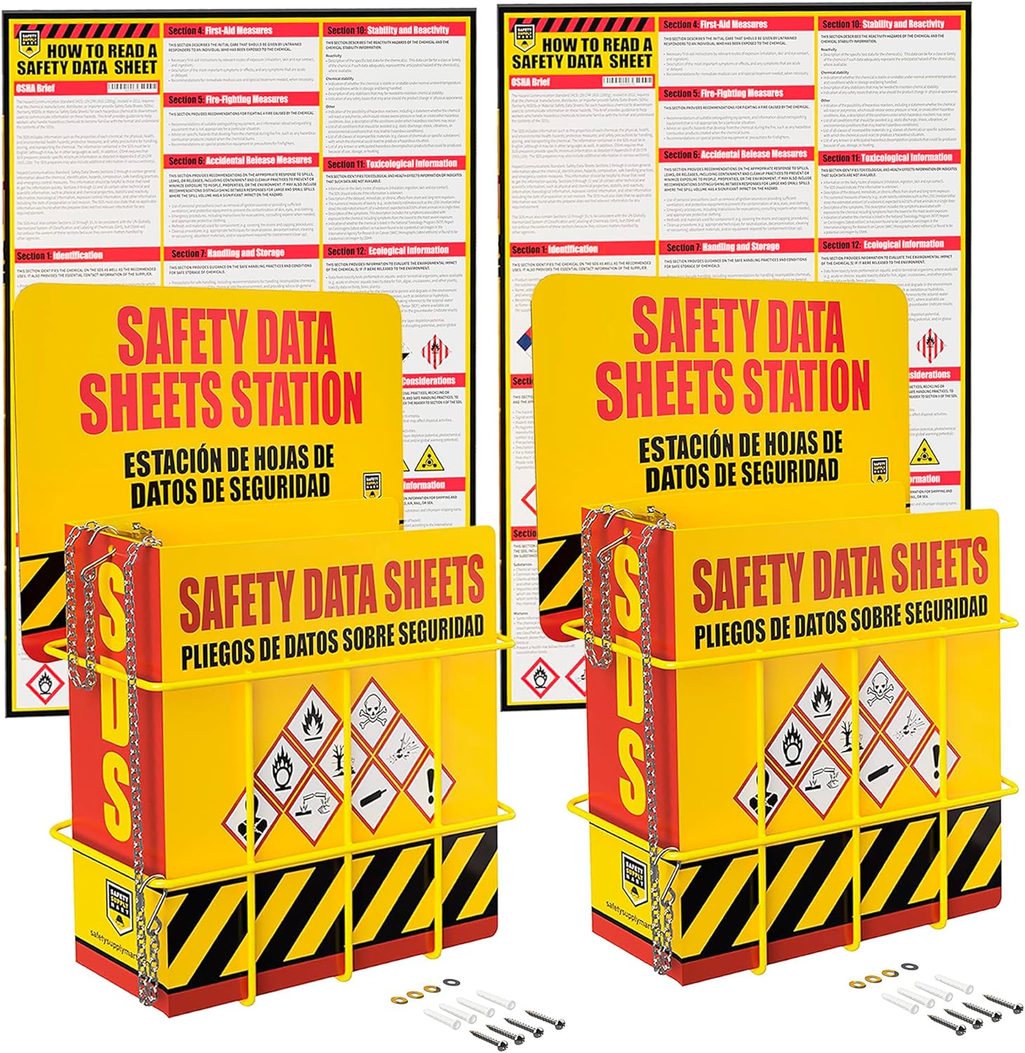 Performore SDS Display Rack -Set with 3 Inch Heavy Duty Ring Binder, W ...