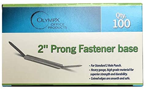 OLYMPX 2 inch Capacity of Premium Metal Prong Paper Fastener Bases 2.75 inch Center for Paper File Folder Accessories - Bases Only