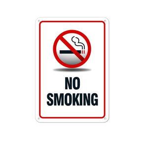 "No Smoking" Sign 10" X 7" Rust-Free Aluminum with 8 L13 Screws Included (Pack of 2)