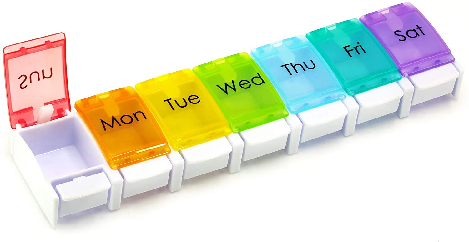 Portable Weekly 7-Day Pill Organizer, Travel Medicine Box for Pills/Vitamin/Supplements/Medicine