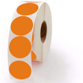 2 Inch Dot Matte Color Code Labels, 500 Stickers Per Roll -Orange