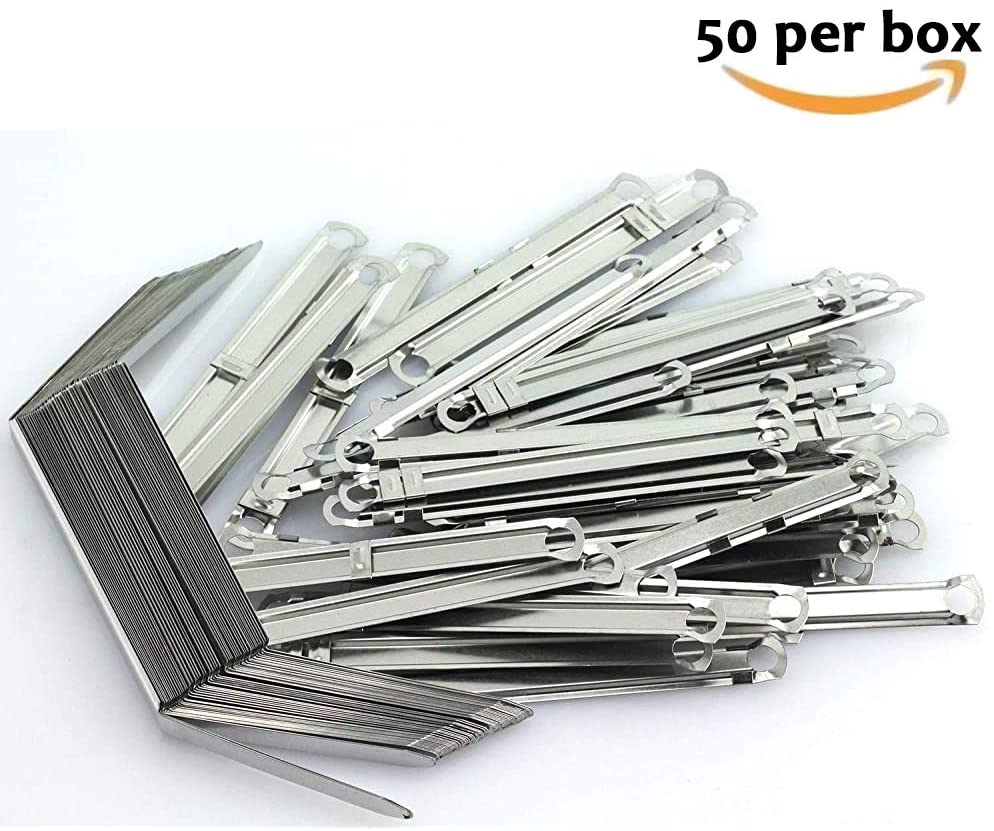 OLYMPX 50 Pcs of 3.5” Capacity Premium Metal Prong Paper Fastener Complete Set, 2.75 inch Base with Standard 2-Hole Punch Compressor for Paper File
