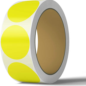 2 Inch Dot Matte Color Code Labels, 500 Stickers Per Roll - Yellow
