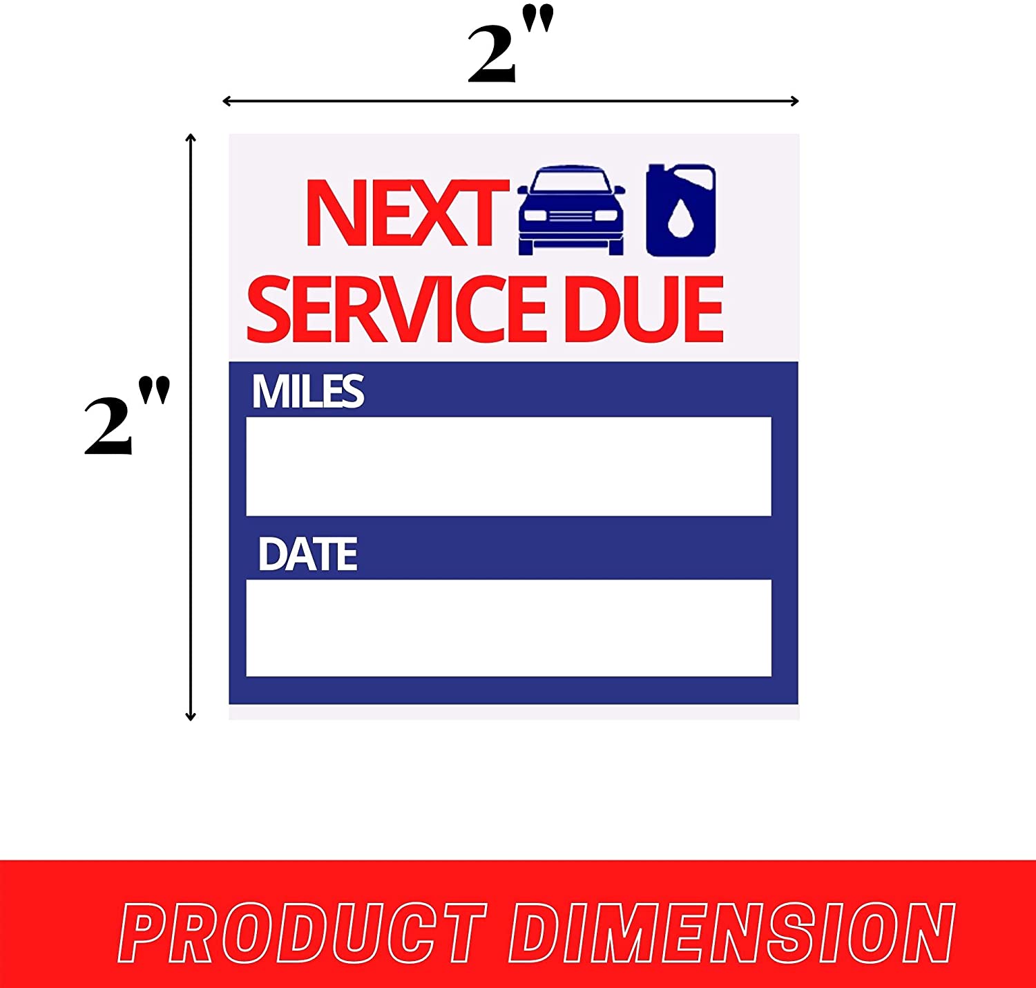 2x2 Inch Oil Change Auto Service Reminder Sticker Roll, Next Service Due Labels for Cars Windows Windshield (1 Roll)