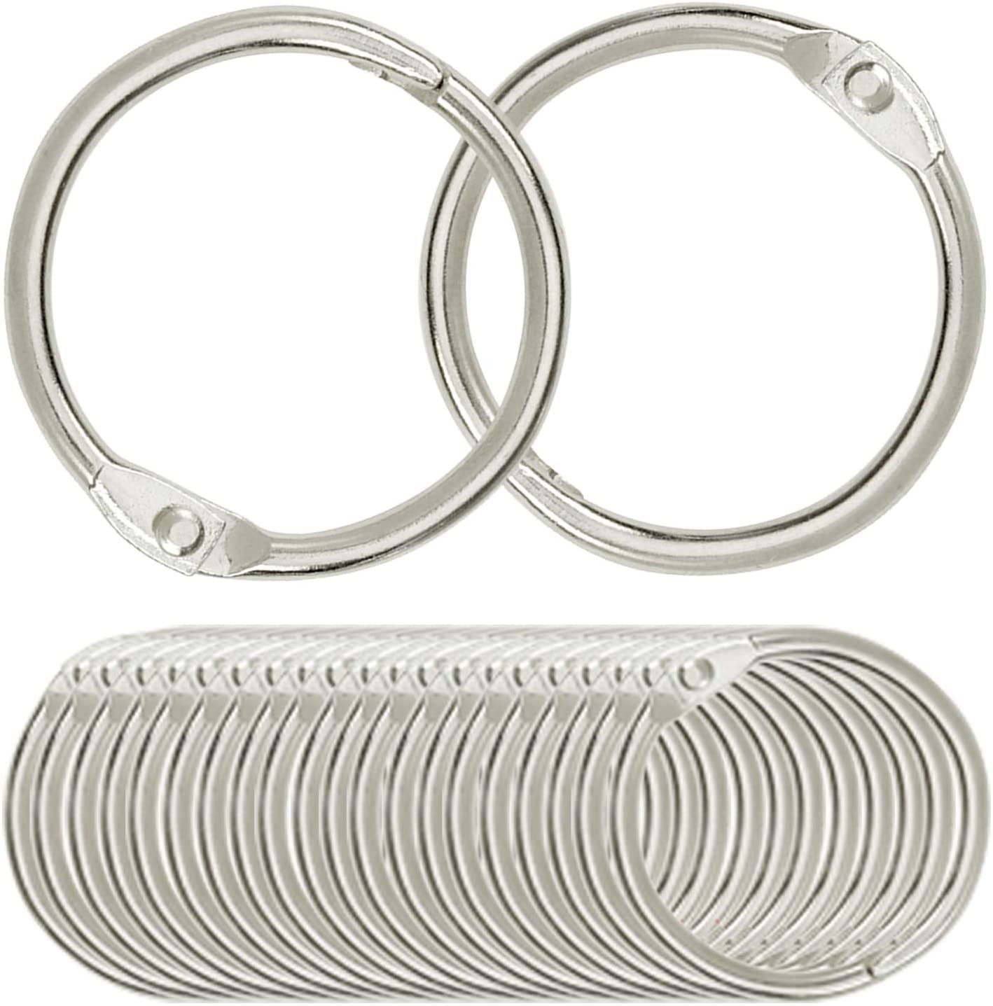 Loose-Leaf Binder Rings, 1.5 Inch Size, Silver, 100 pack