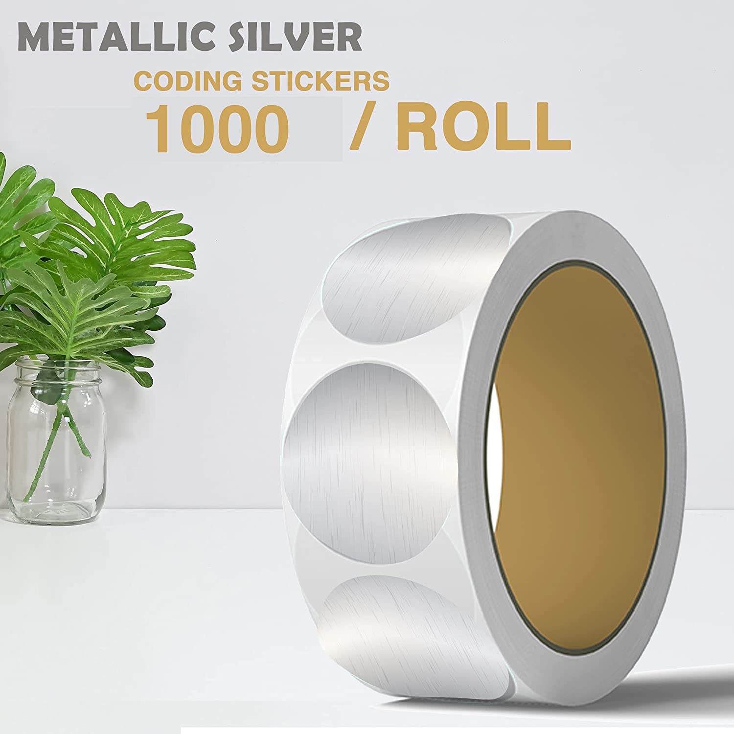 1 Inch Dot Matte Color Code Labels 1000 Stickers Per Roll (silver)