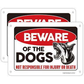 "Beware of Dogs" Aluminum Signs - Pack of 2 with 8 Screws Included