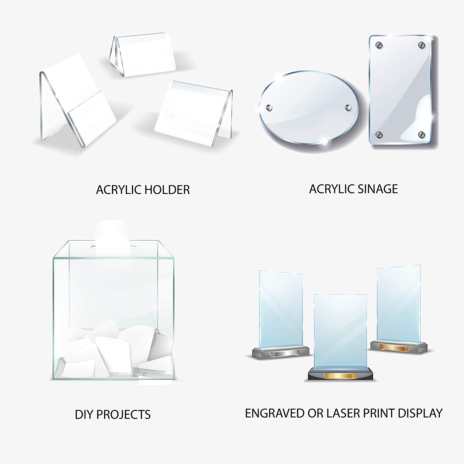 Acrylic Sheet Clear Plexiglass, 3mm (.118 Inch) Thick, 12 Inch x 12 Inch - 1 Pack