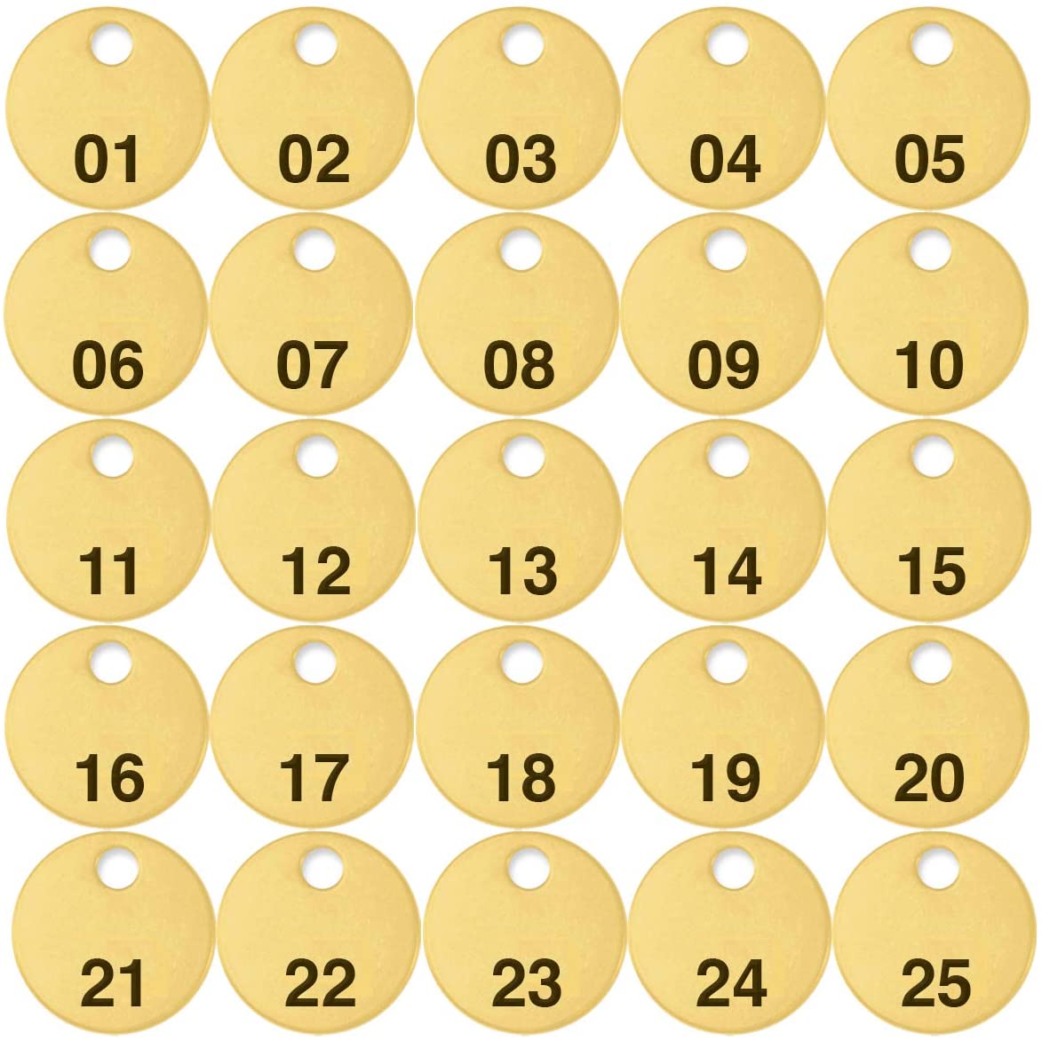 Brass Round Numbered Tags