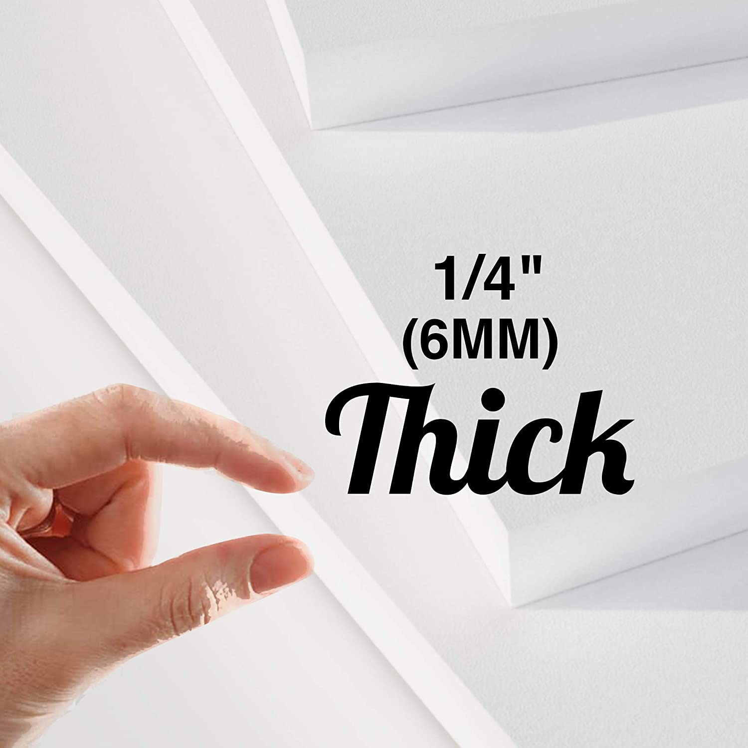 Expanded PVC Sheet - Lightweight Rigid Foam - 6mm (1/4 inch) - 12 x 12 inches - White - Ideal for Signage, Displays, and Digital/Screen Printing
