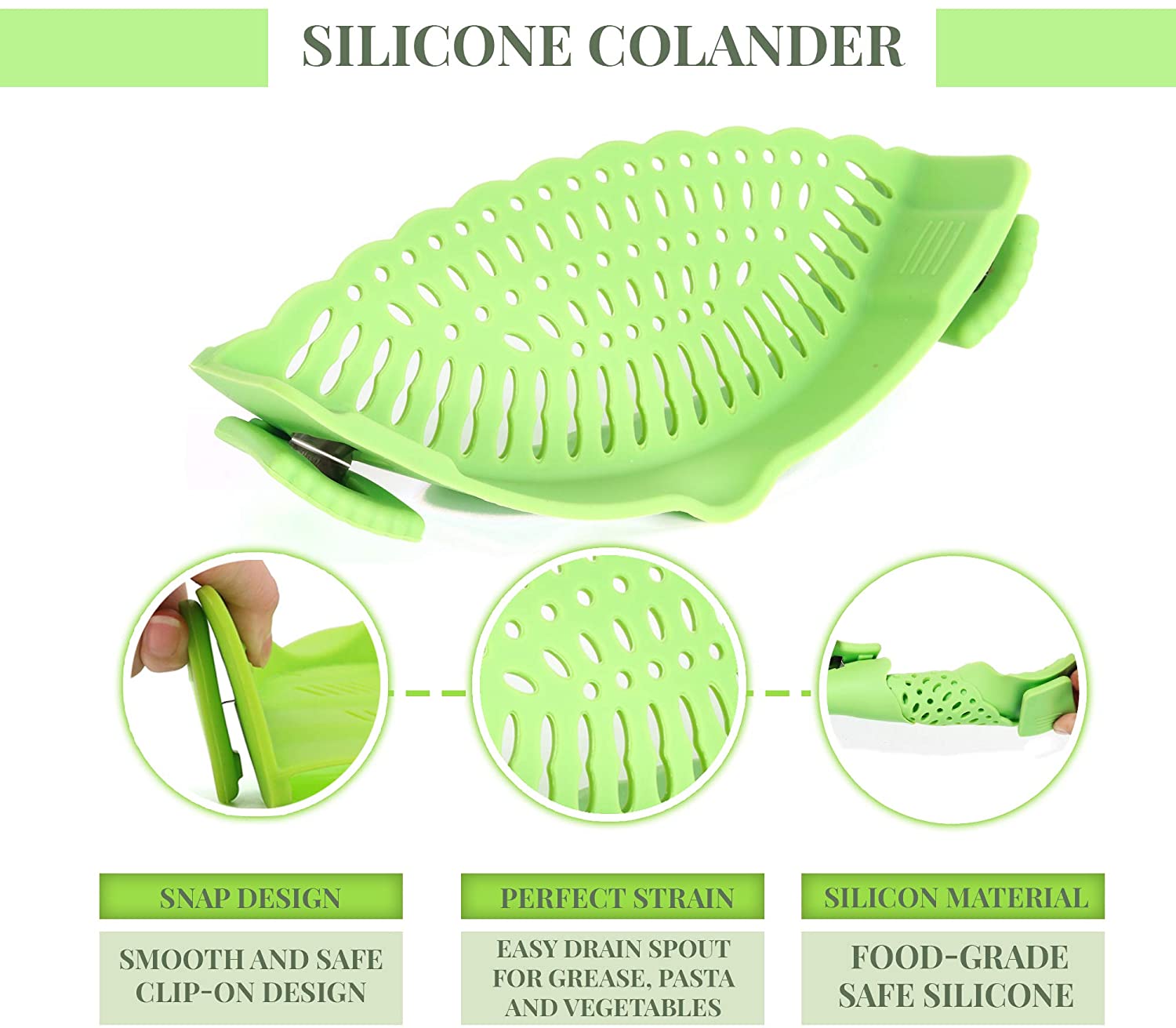 Clip On Silicone Colander - Snap and Strain
