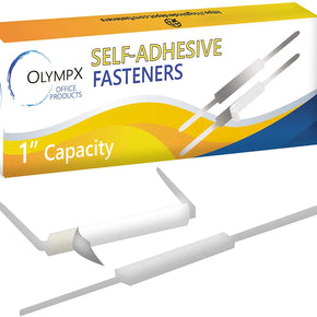 OLYMPX Economy Self-Adhesive Prong Fastener Bases, 1-inch Capacity - 100 Per Box