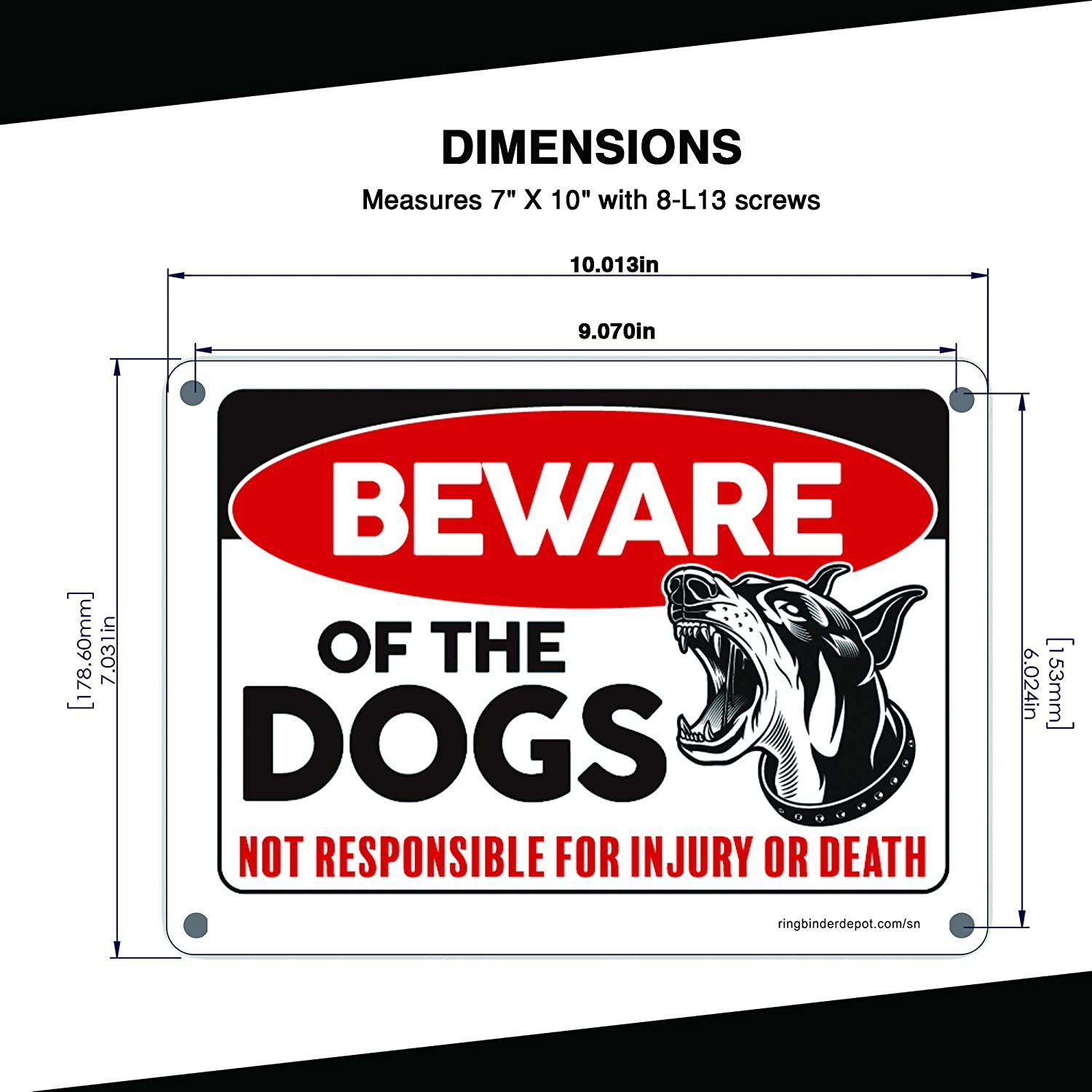 "Beware of dogs" sign