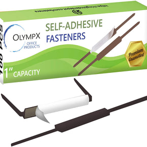 OLYMPX Premium Self-Adhesive Prong Fastener Bases, 1-inch Capacity, 100 Per Box