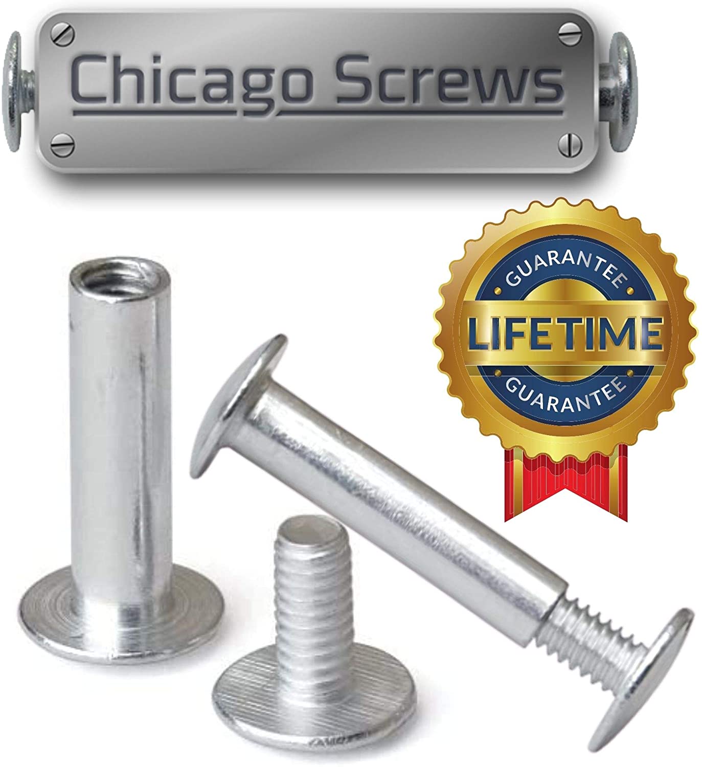 Silver Aluminum Screw Posts/Chicago Post, 100 Pack, 1 1/4-Inch