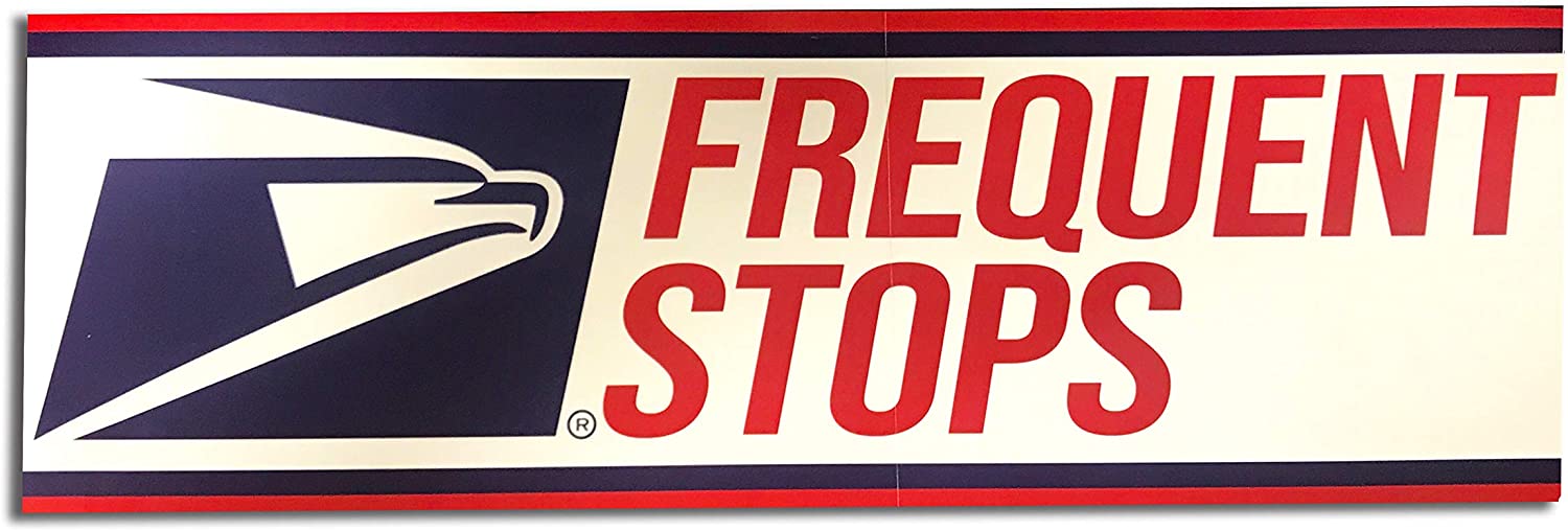 Frequent Stops Sticker for US Mail, 3" x 12" Sticker Decals, Rural Postal Carrier Sign, Self-Adhesive