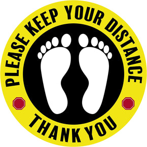 Social Distancing Floor Stickers Round 8" Diameter Waterproof and Anti-Slip (12 Pack)
