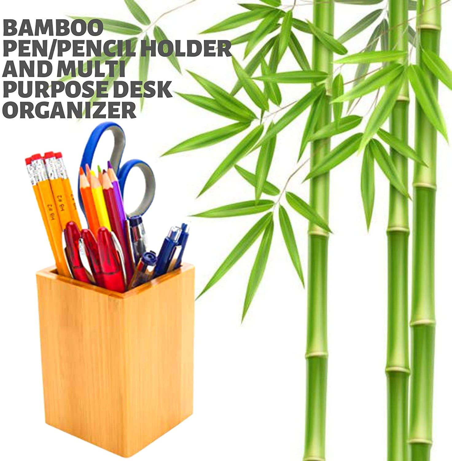 Bamboo Wooden Pencil/Pen Holder Desk Organizer