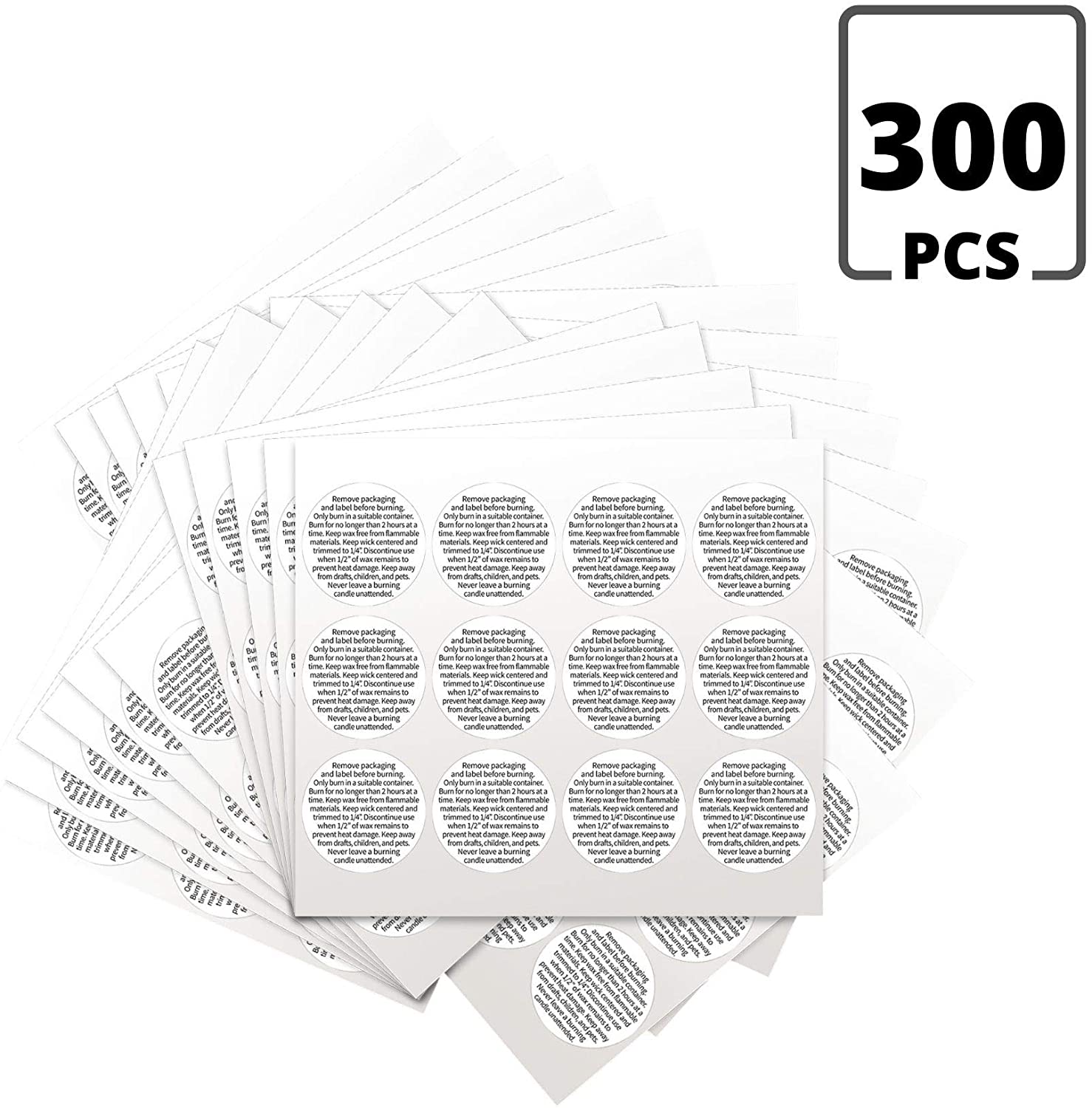1000 Pieces 1.5 Inch Candle Jar Container Stickers, Candle Safety Labels  Candle Warning Sticker Decals for Candle Making DIY (White)