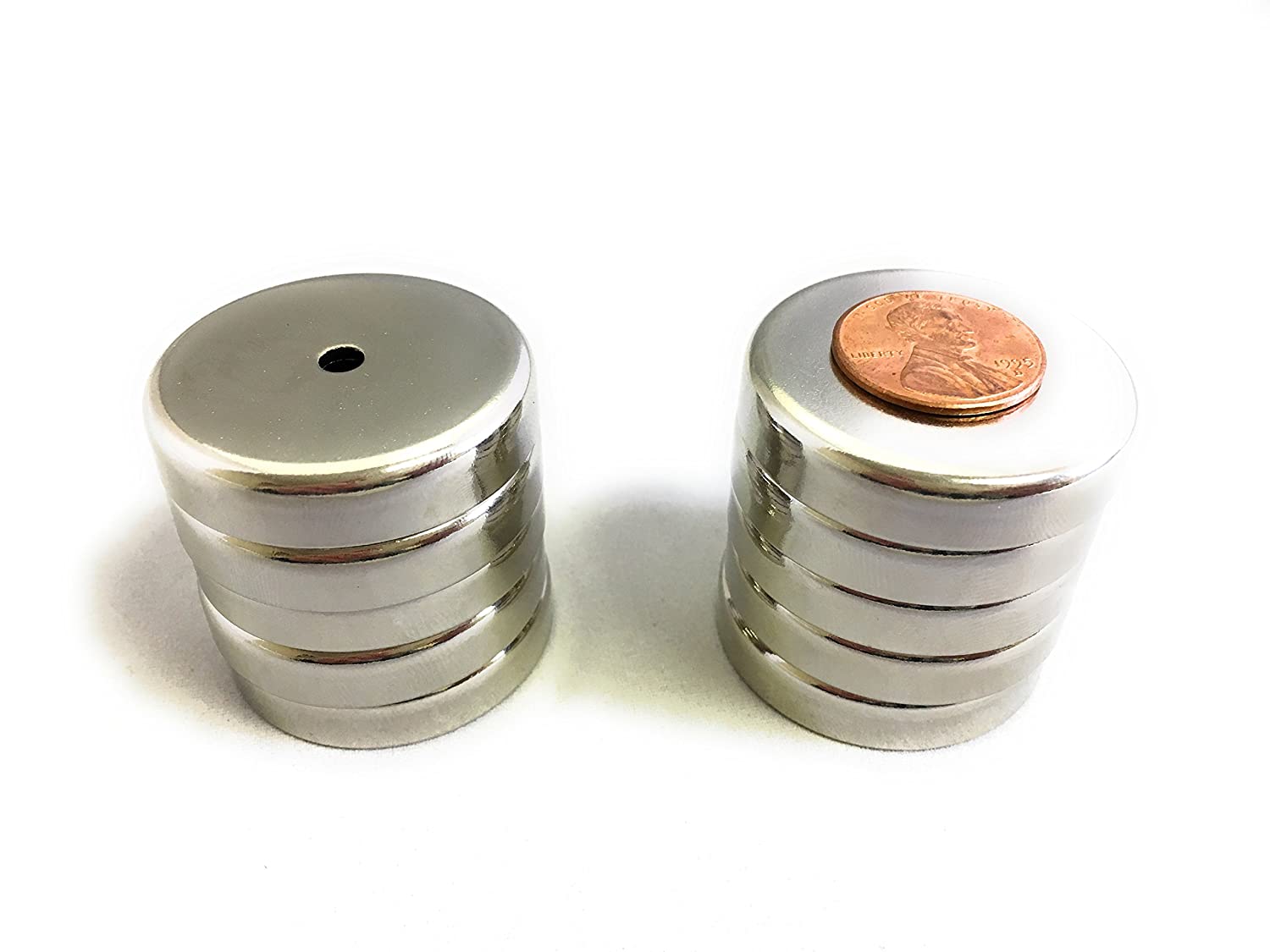 Disc Hole Magnet, 1.425 in x 0.3 in Strong Earth Round Industrial Magnets with 0.15 in Countersunk Hole, 12 lbs Powerful Pull Force - 10 Pack