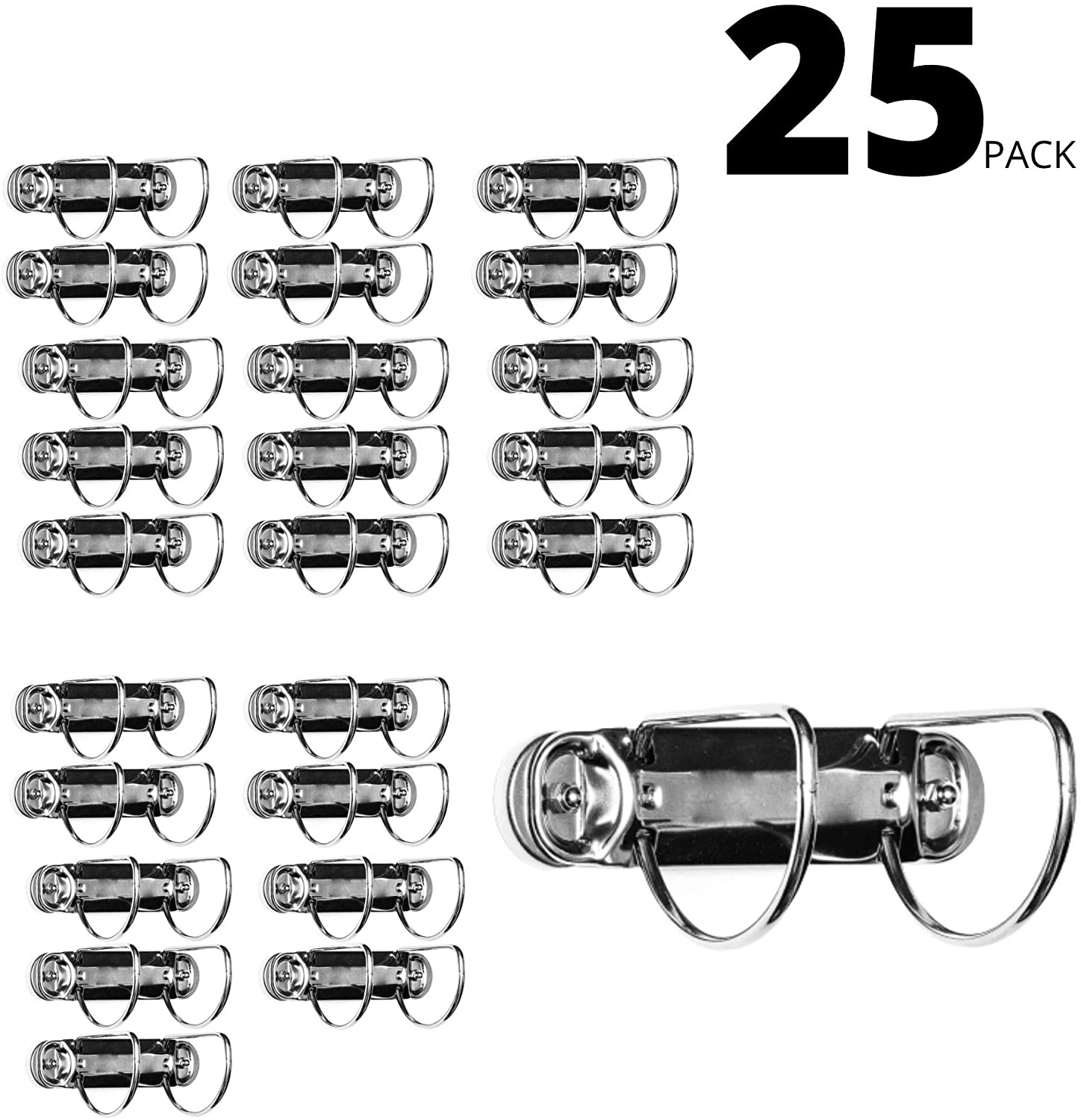 Magnetic 2 Ring Binder Locking Mechanism, 1 inch D Shaped Rings For A5 Size - 25 Pack