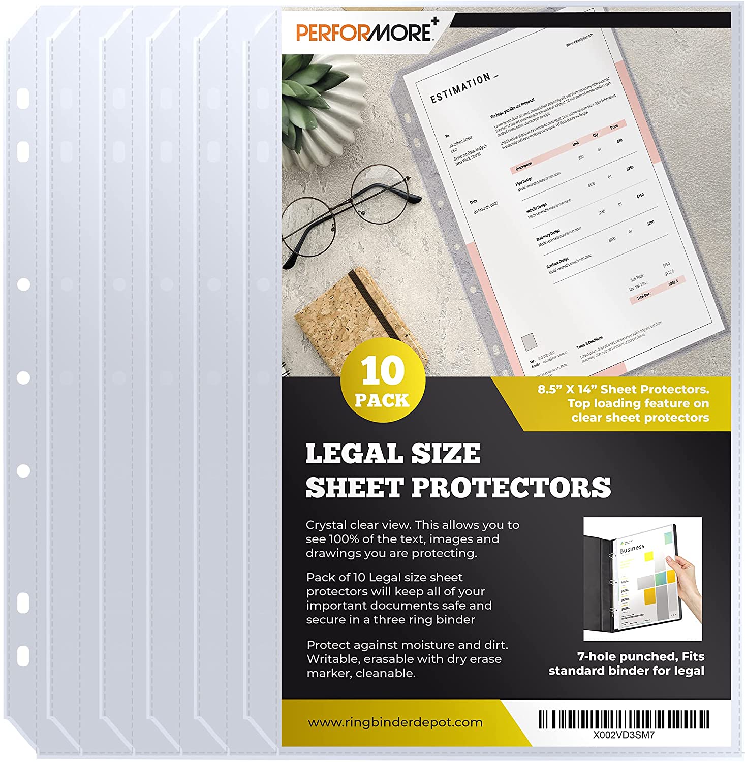 TYH Supplies 200 Pack Clear Sheet Protectors for 3 Ring Binder | 8.5 x 11  Inch | Glossy Standard 11 Hole Plastic Page Protectors for Home, Office,  and