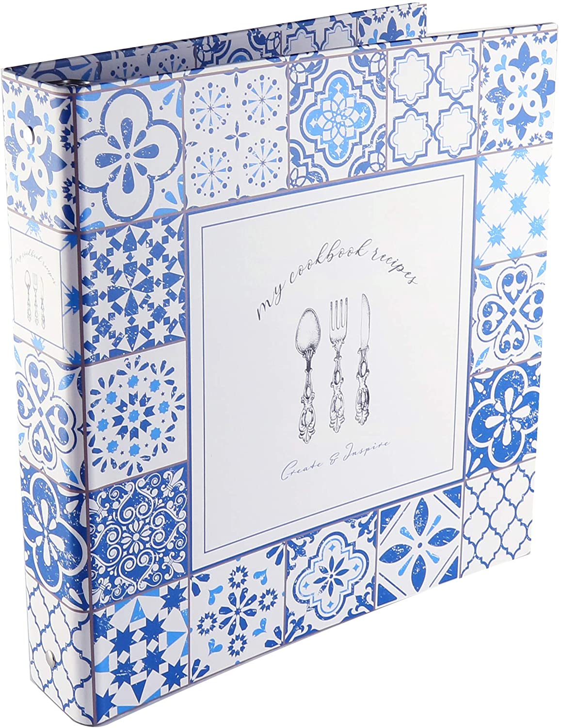 Cookbook Recipe Binder/Organizer, Blue Pattern 3-Ring Binders Cookbook Recipe Binder/Organizer, Blue Pattern 3-Ring Binders