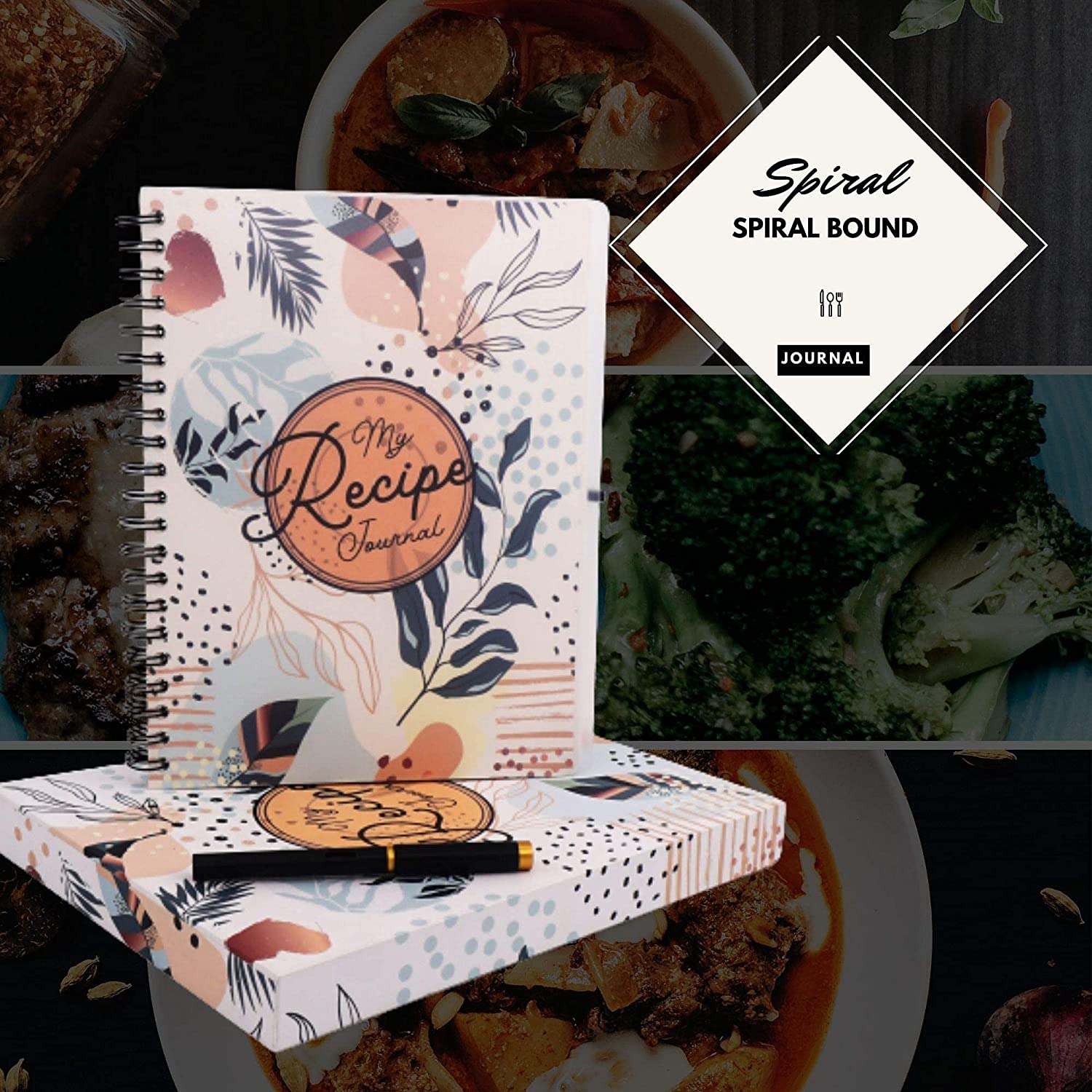 JUBTIC Recipe Book to Write in Your Own Recipes,Sprial Hardcover Personal  Blank