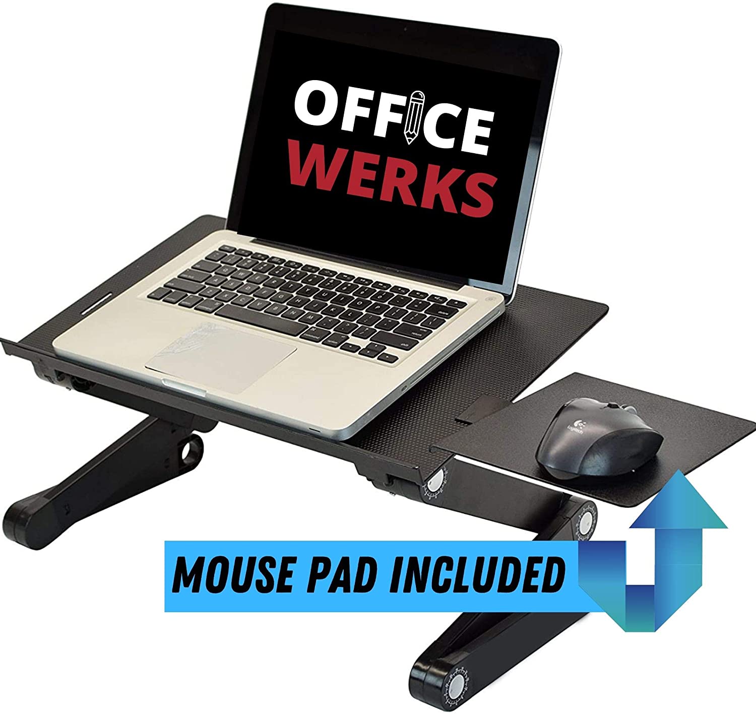 Officewerks Adjustable and Portable Computer Laptop Stand/Desk with Mouse Pad