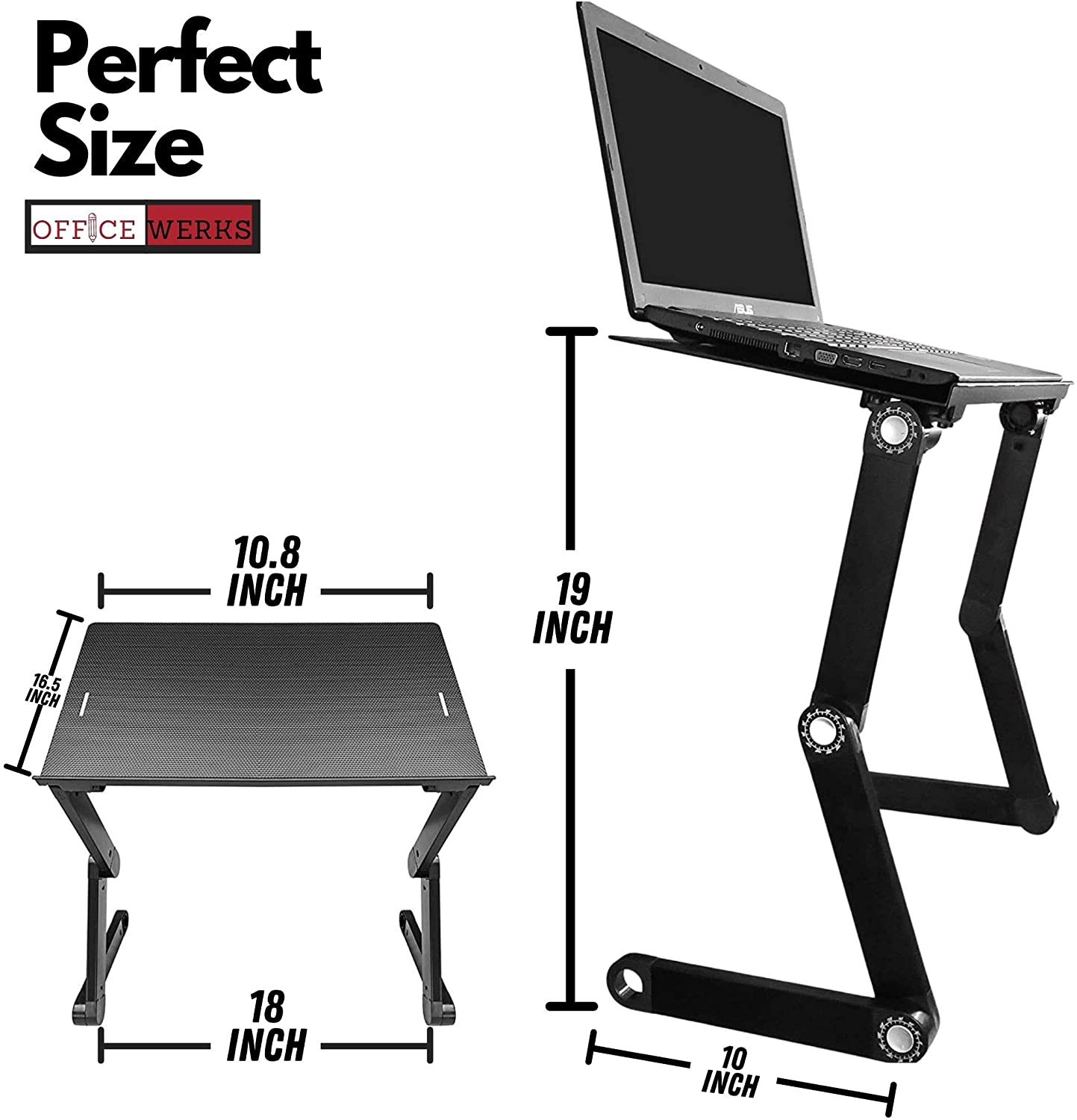 Officewerks Adjustable and Portable Computer Laptop Stand/Desk with Mouse Pad, Ergonomic Design