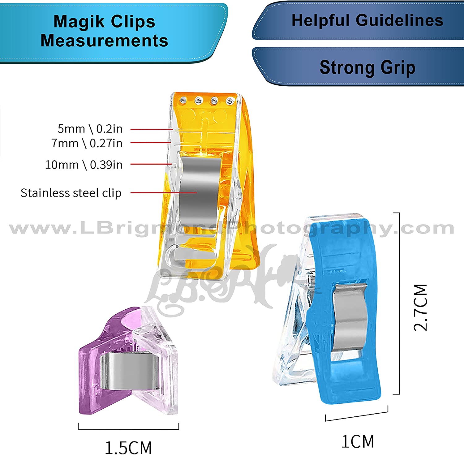 Magik Clips - Sewing Clips for Quilting and Crafts - 100 Pack Multicolored