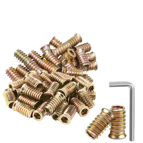 1/4 inch -20 x15mm 15mm Furniture Screws Threaded with Hex Socket, Zinc Plated with One Allen Wrench - 50 Pc