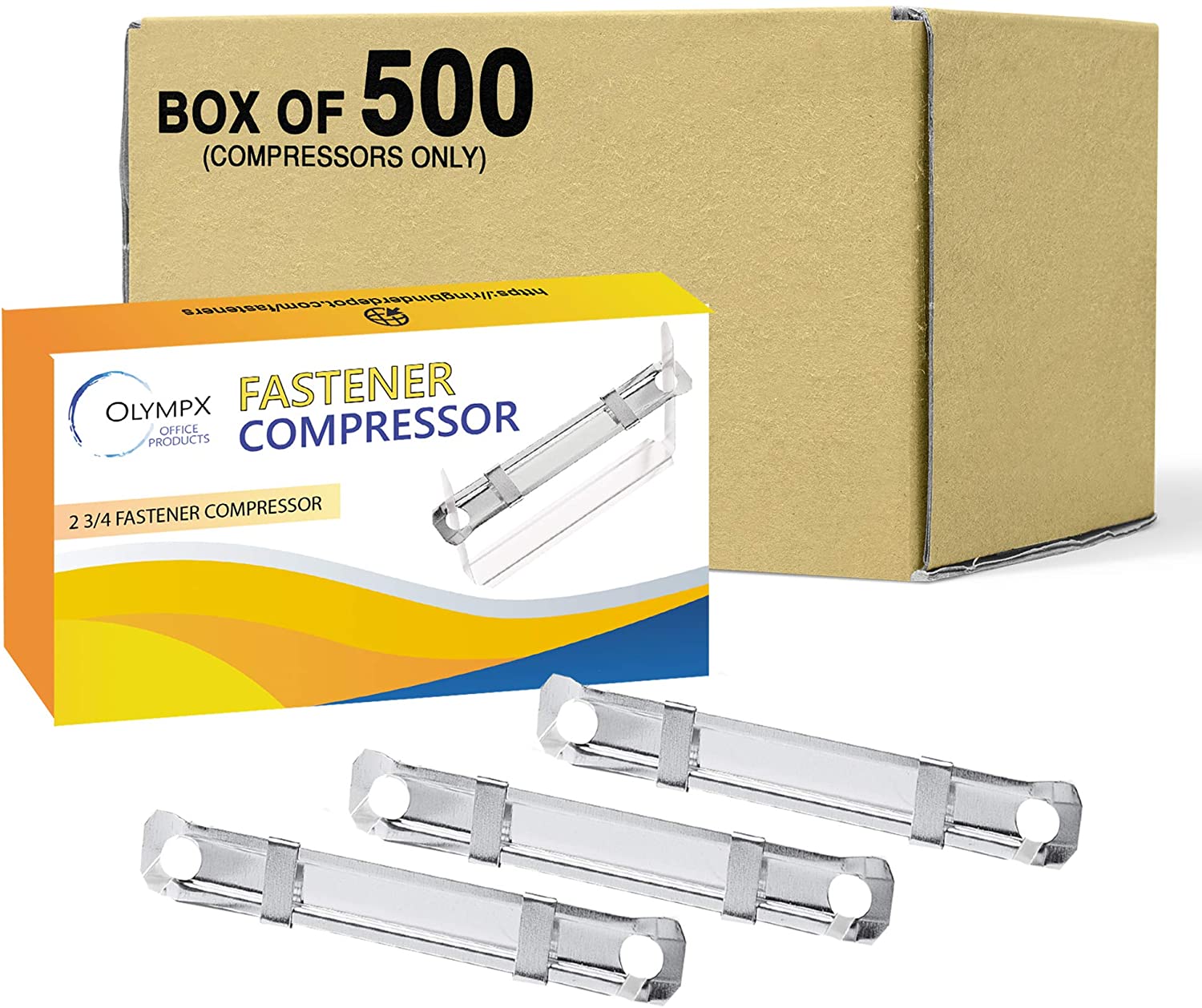 Prong Paper Fastener Compressors for Standard 2-Hole Punch, Works with 1 Inch - 3.5 Inch Capacity Box of 500 (Compressors Only)